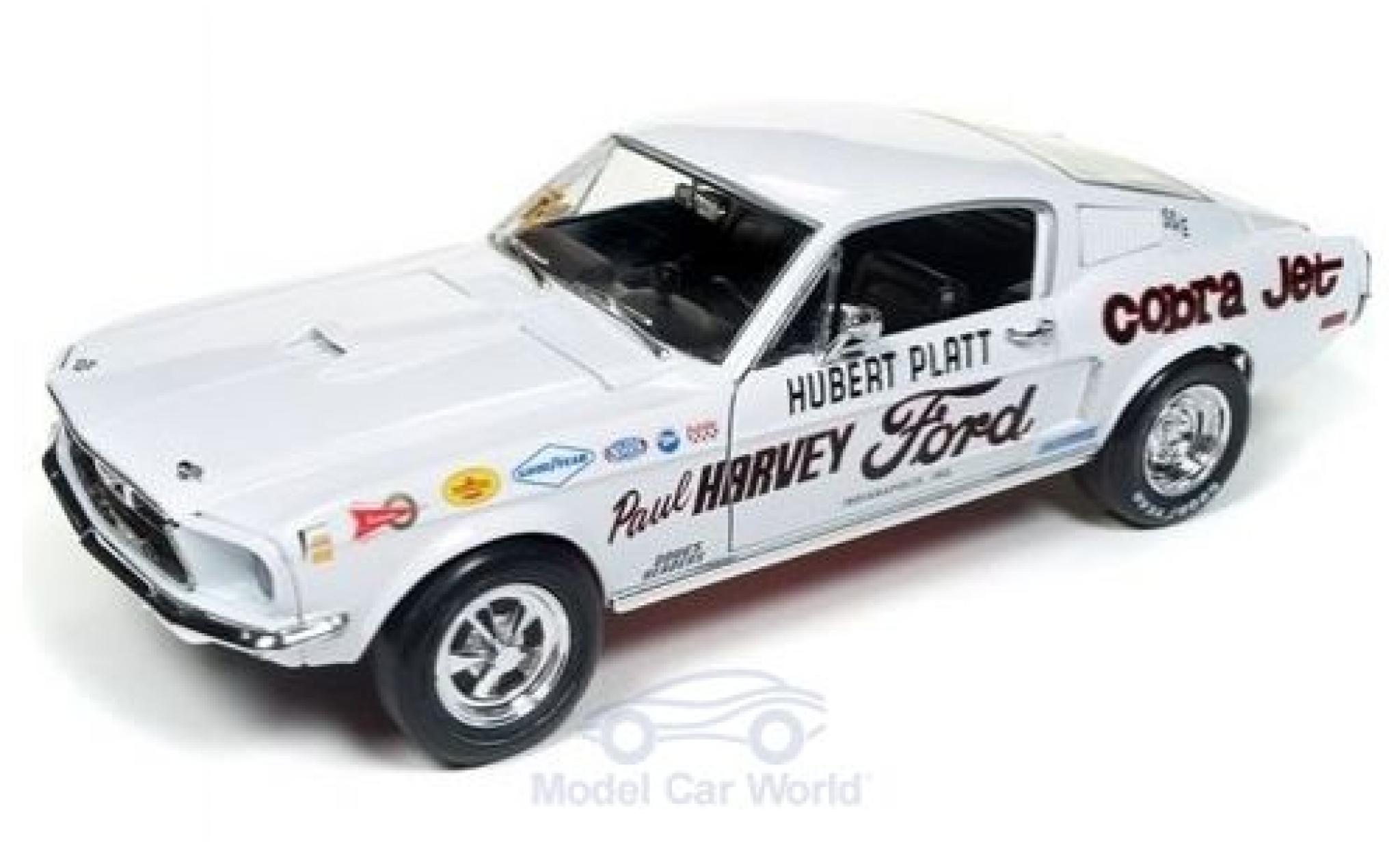 Ford Mustang 1/18 Auto World S/S Cobra Jet Paul Harvey 1968 H.Platt modellino in miniatura