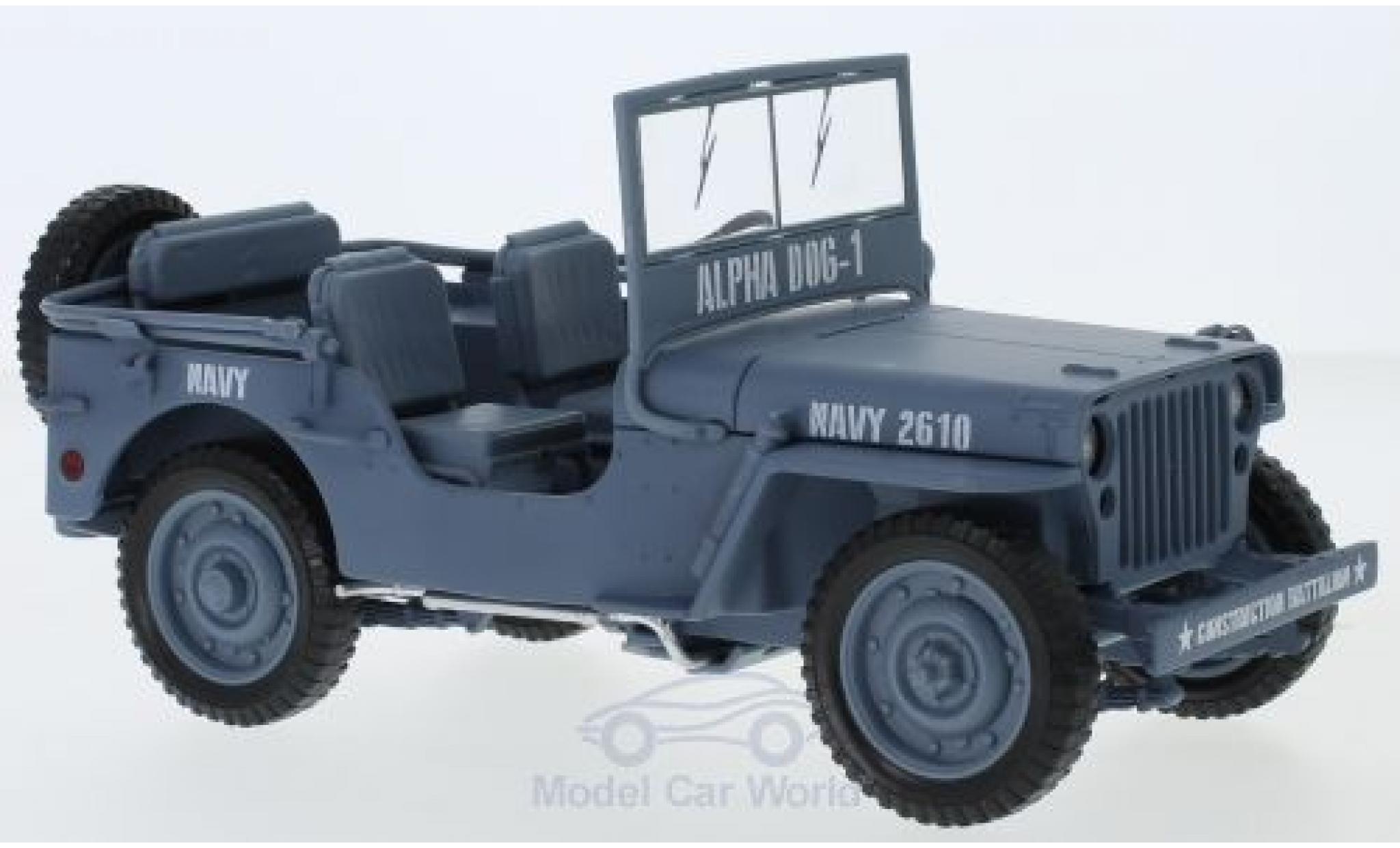 Jeep Willys 1/18 Auto World MB grigio 1941 Navy modellino in miniatura