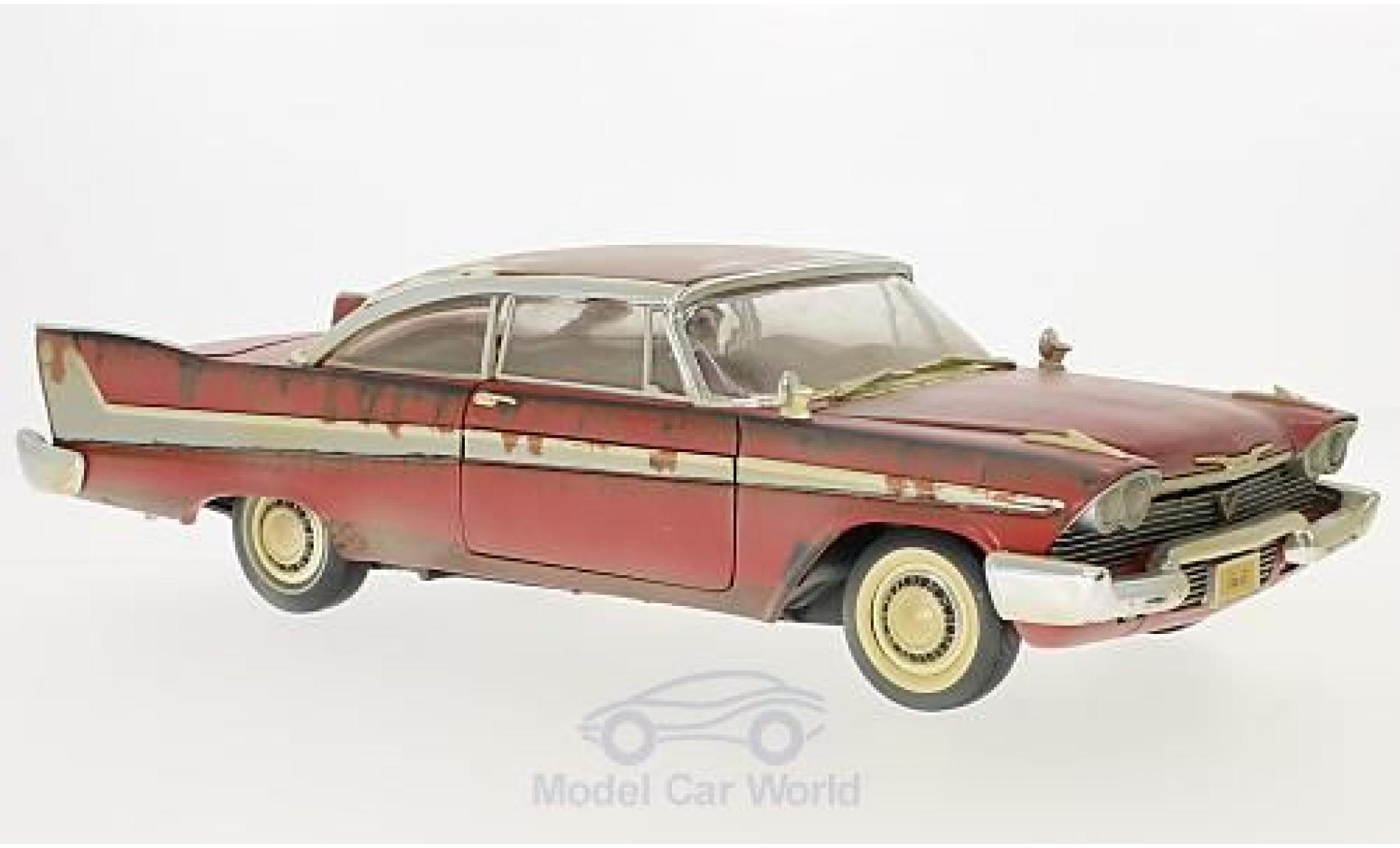 Plymouth Fury 1/18 Auto World rosso Christine 1958 Dirty Version modellino in miniatura