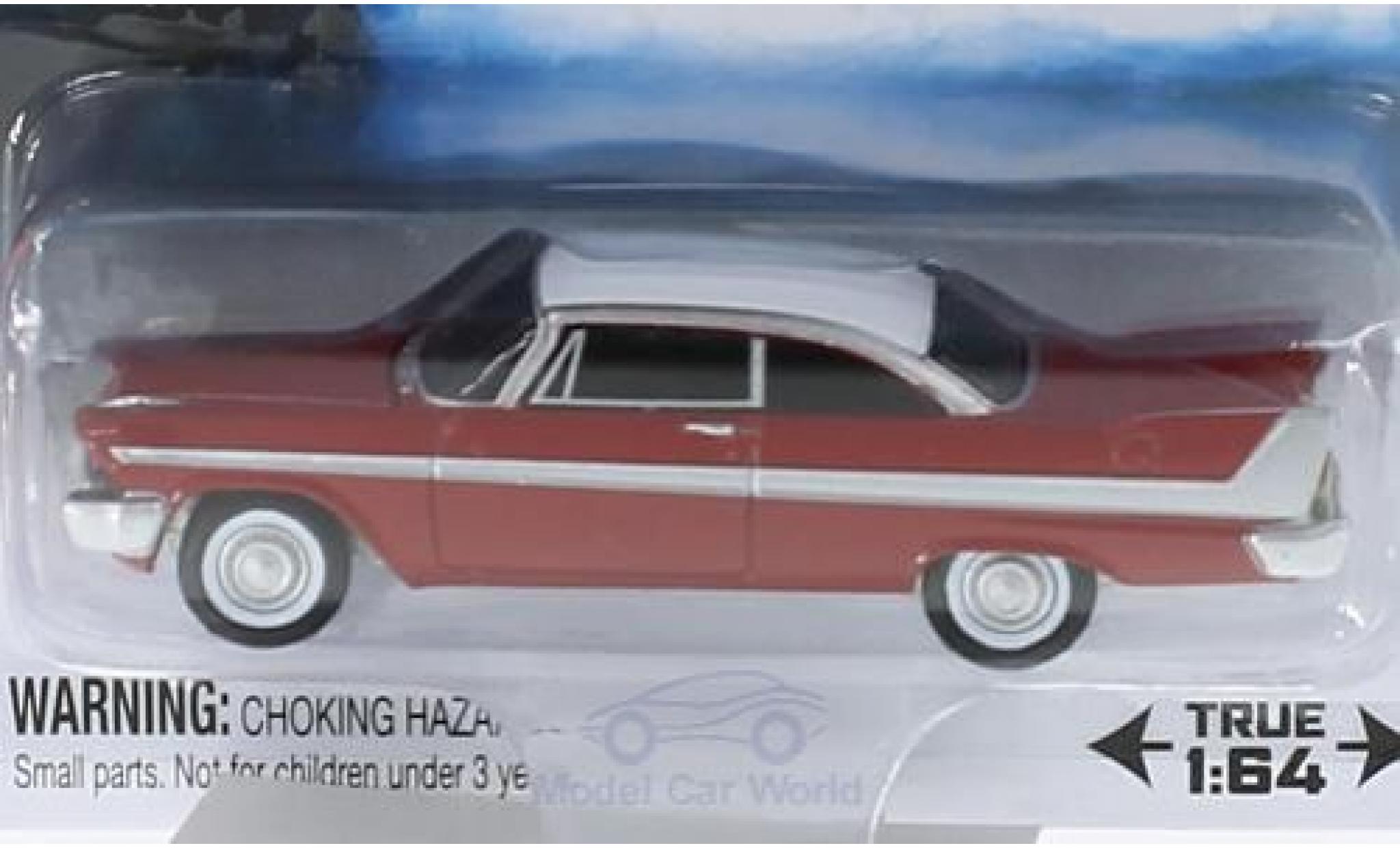 Plymouth Fury 1/64 Auto World rosso/bianco Der Horrorfilm Christine 1958 SilverScreen Moviecar modellino in miniatura