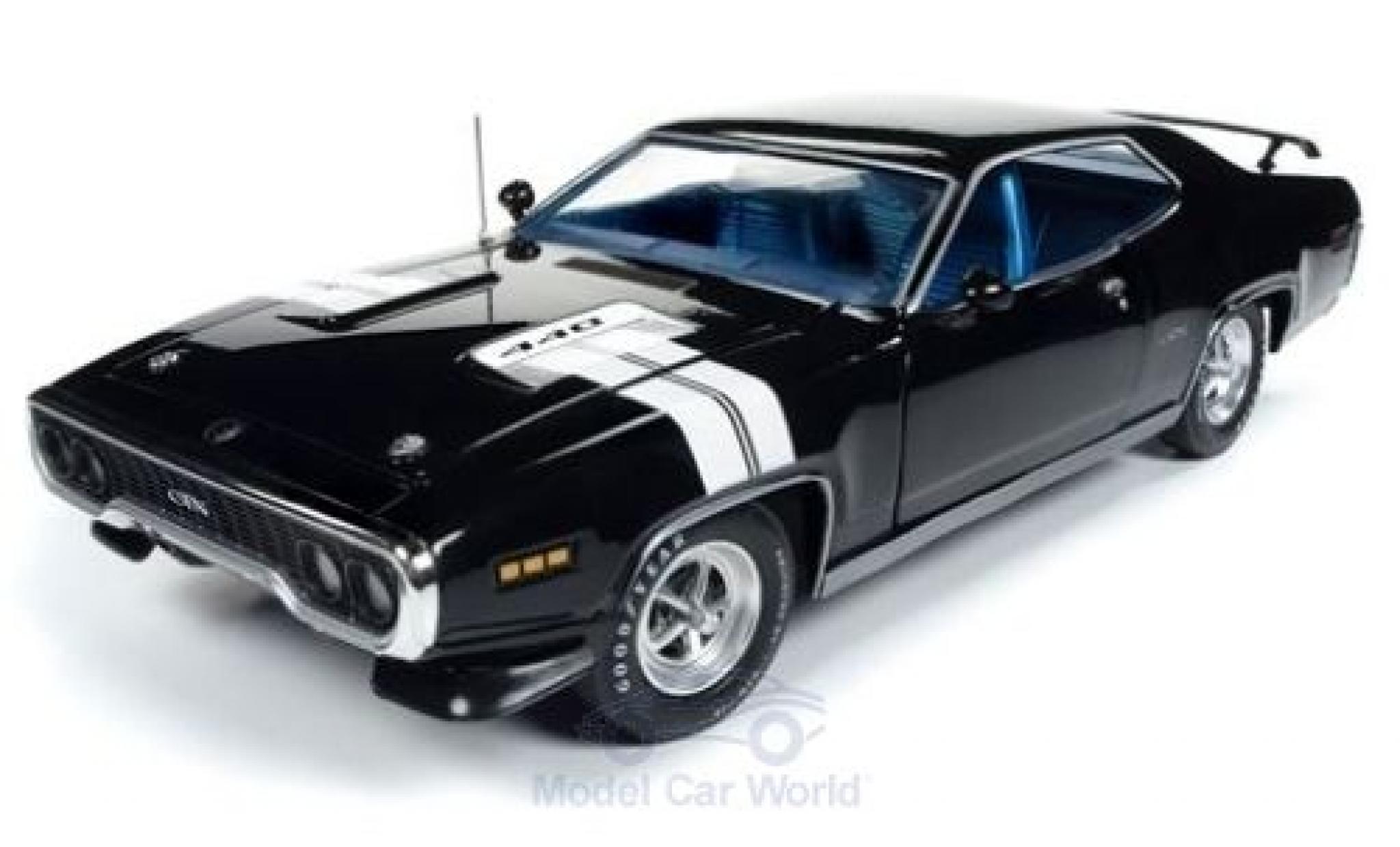 Plymouth GTX 1/18 Auto World nero/bianco 1971 modellino in miniatura