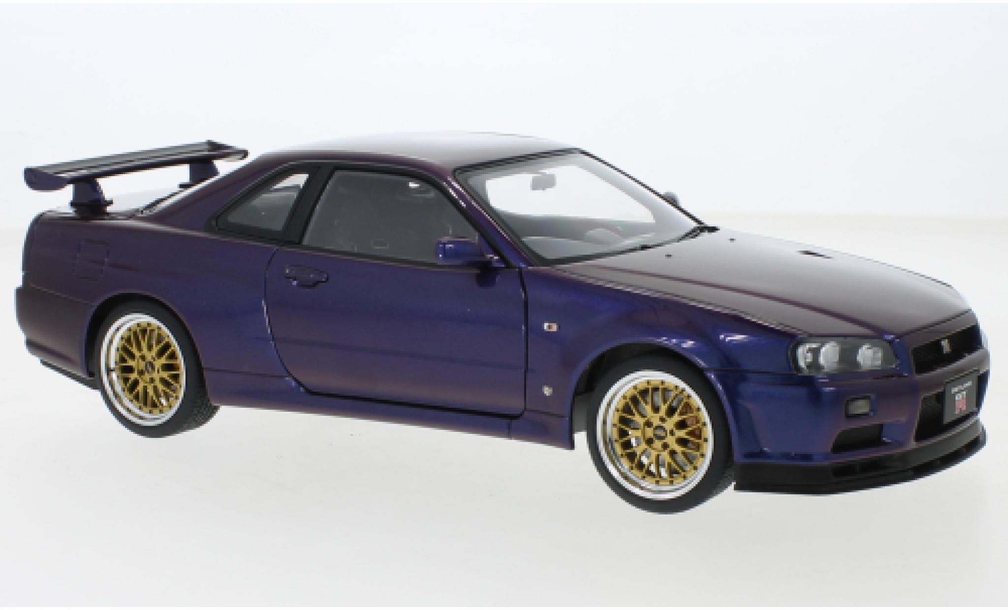 Nissan Skyline 1/18 AUTOart GT-R (R34) V-Spec II metallise porpora RHD 2002 modellino in miniatura
