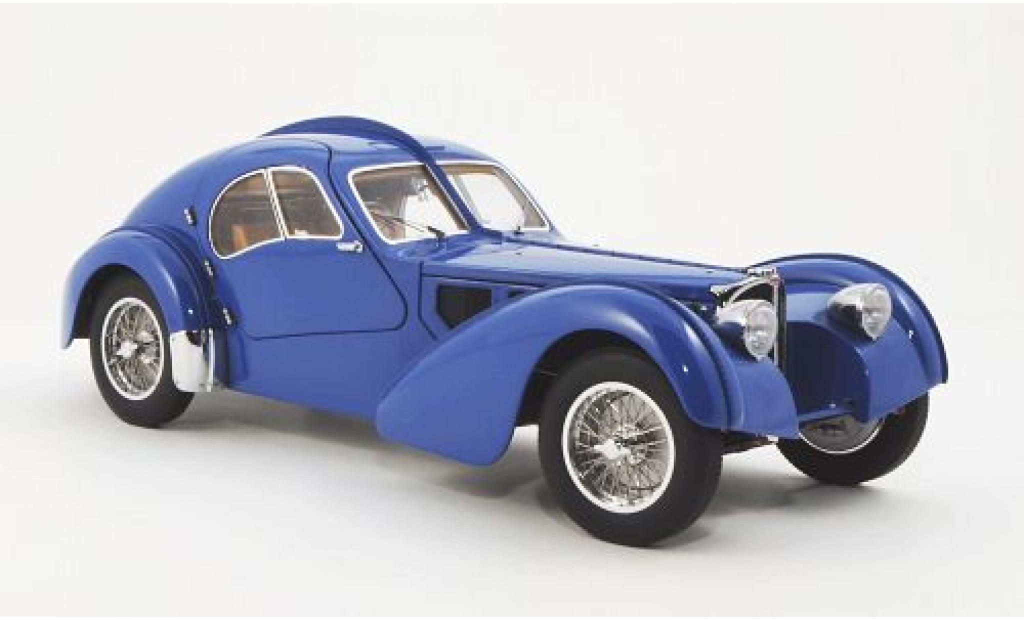 Bugatti 57 1/18 AUTOart S Atlantic blu RHD 1938 avec Métal-Speichenfelgen modellino in miniatura