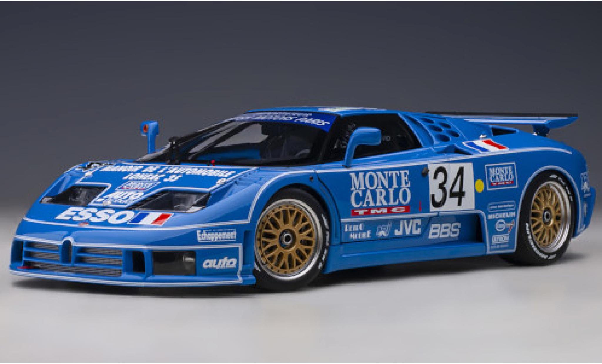 Bugatti EB110 1/18 AUTOart EB 110 LM No.34 24h Le Mans 1994 A.Cudini/E.Helary/J.-C.Boullion modellino in miniatura