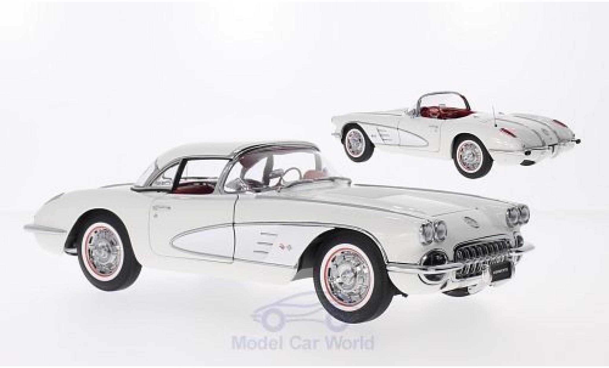 Chevrolet Corvette C1 1/18 AUTOart (C1) bianco/grigio 1958 Hardtop zum auflegen liegt bei modellino in miniatura