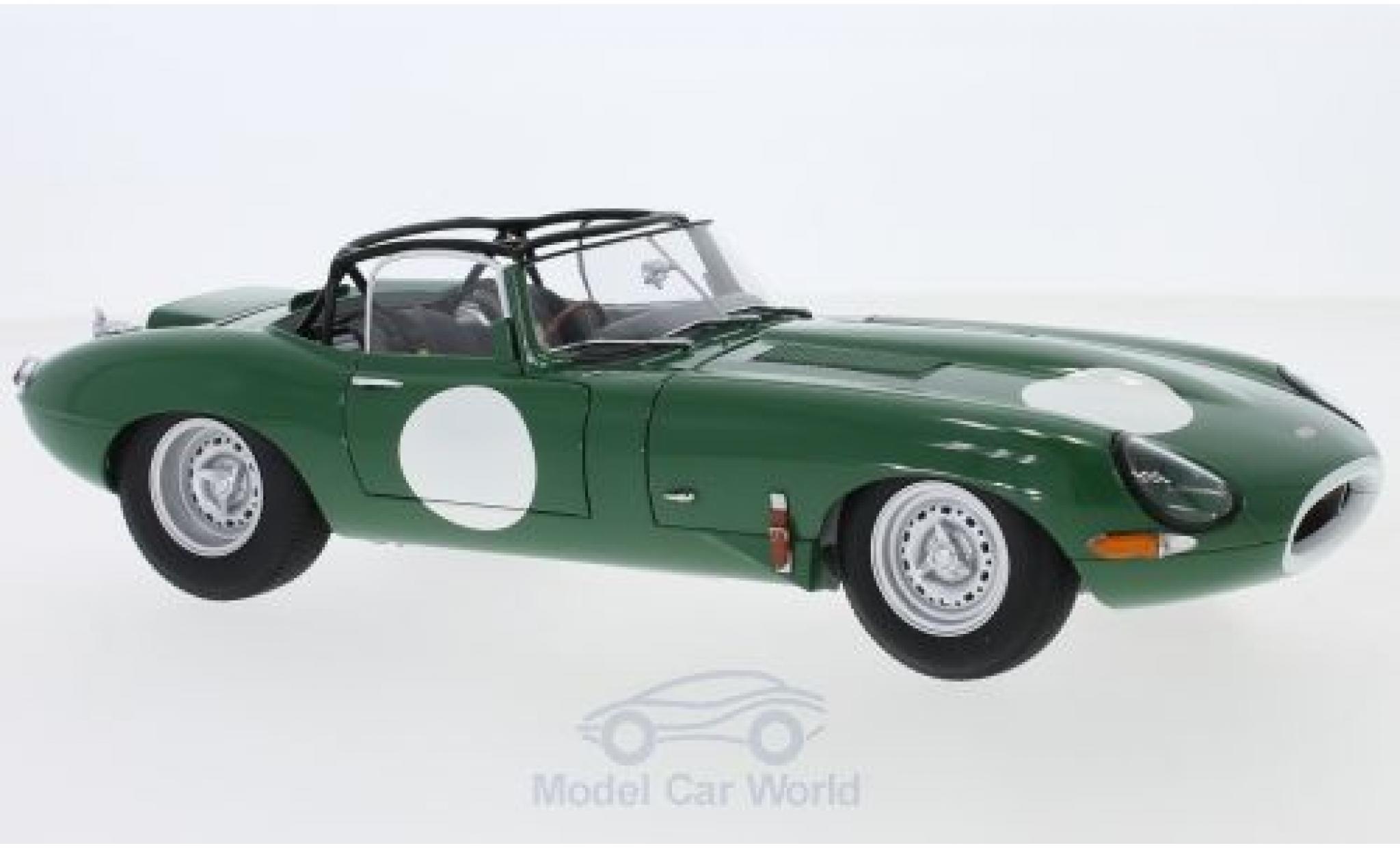 Jaguar E-Type 1/18 AUTOart Lightweight verde RHD mit abnehmbarem Dach modellino in miniatura