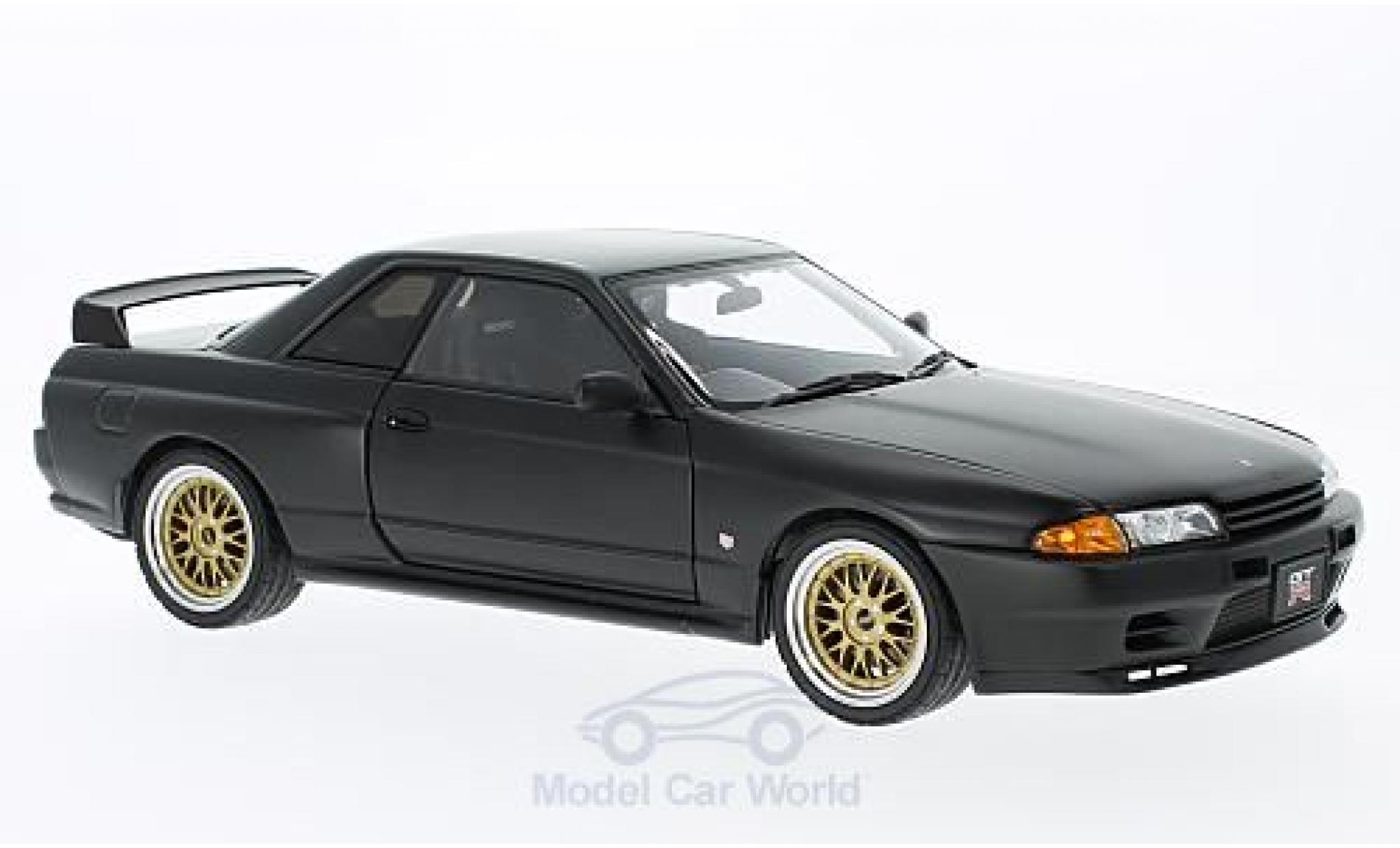 Nissan Skyline 1/18 AUTOart GT-R (R32) matt-nero RHD Tuned Version ohne Vitrine modellino in miniatura