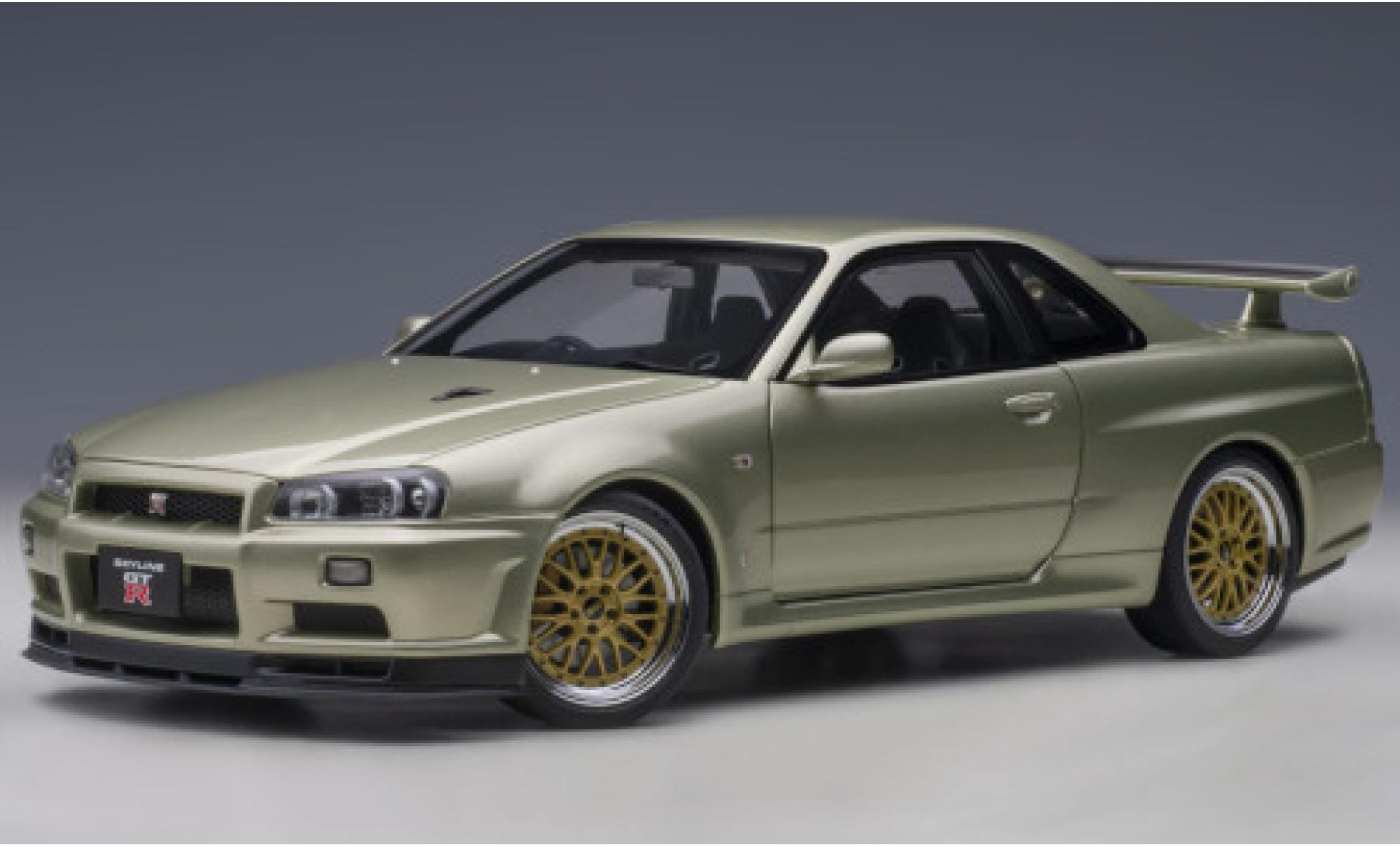 Nissan Skyline 1/18 AUTOart GT-R (R34) V-Spec II Nür metallico verde RHD 2002 avec BBS LM-jantes modellino in miniatura