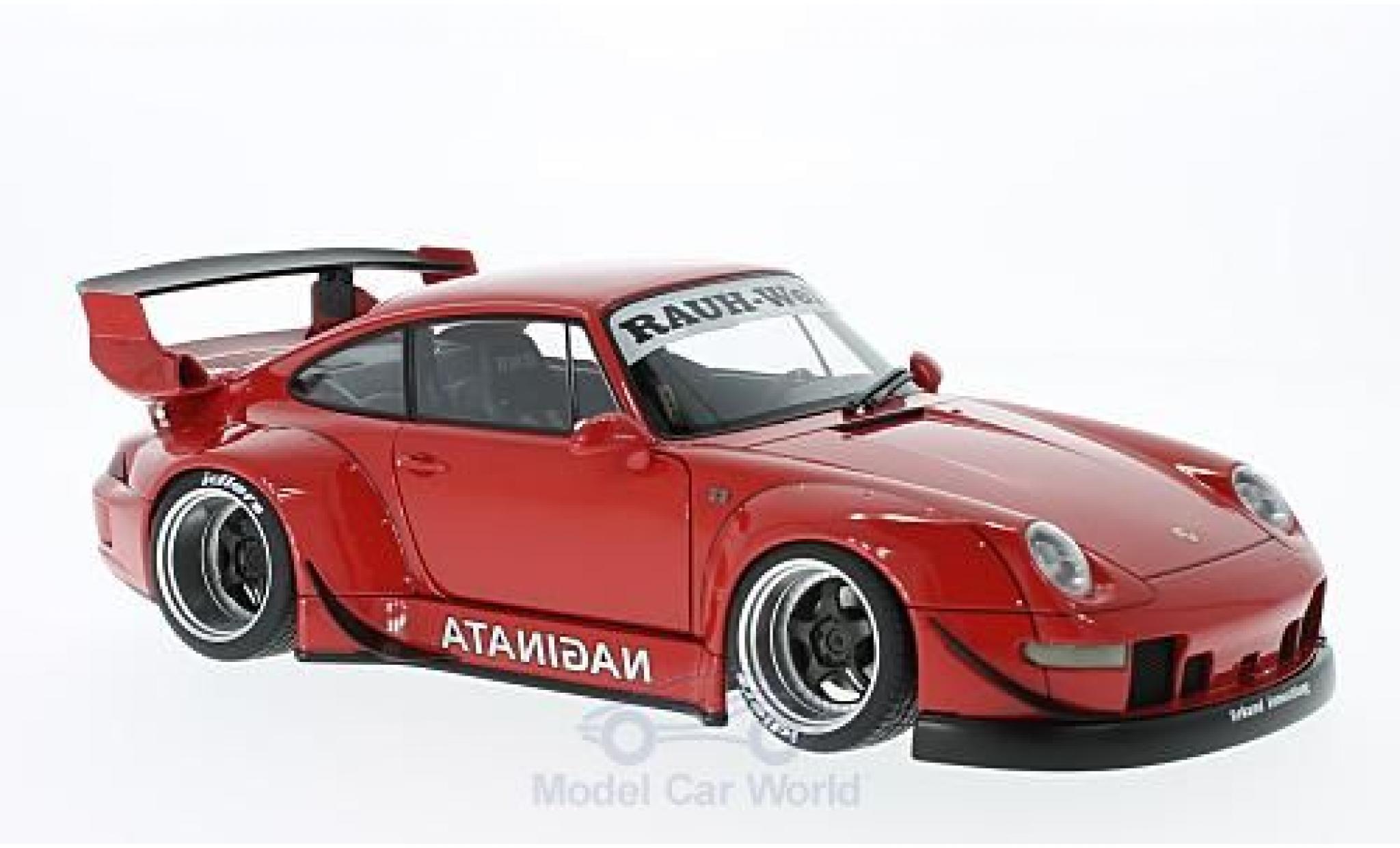 Porsche 993 RWB 1/18 AUTOart 911 () RWB rosso Rauh Welt grigioe Felgen modellino in miniatura