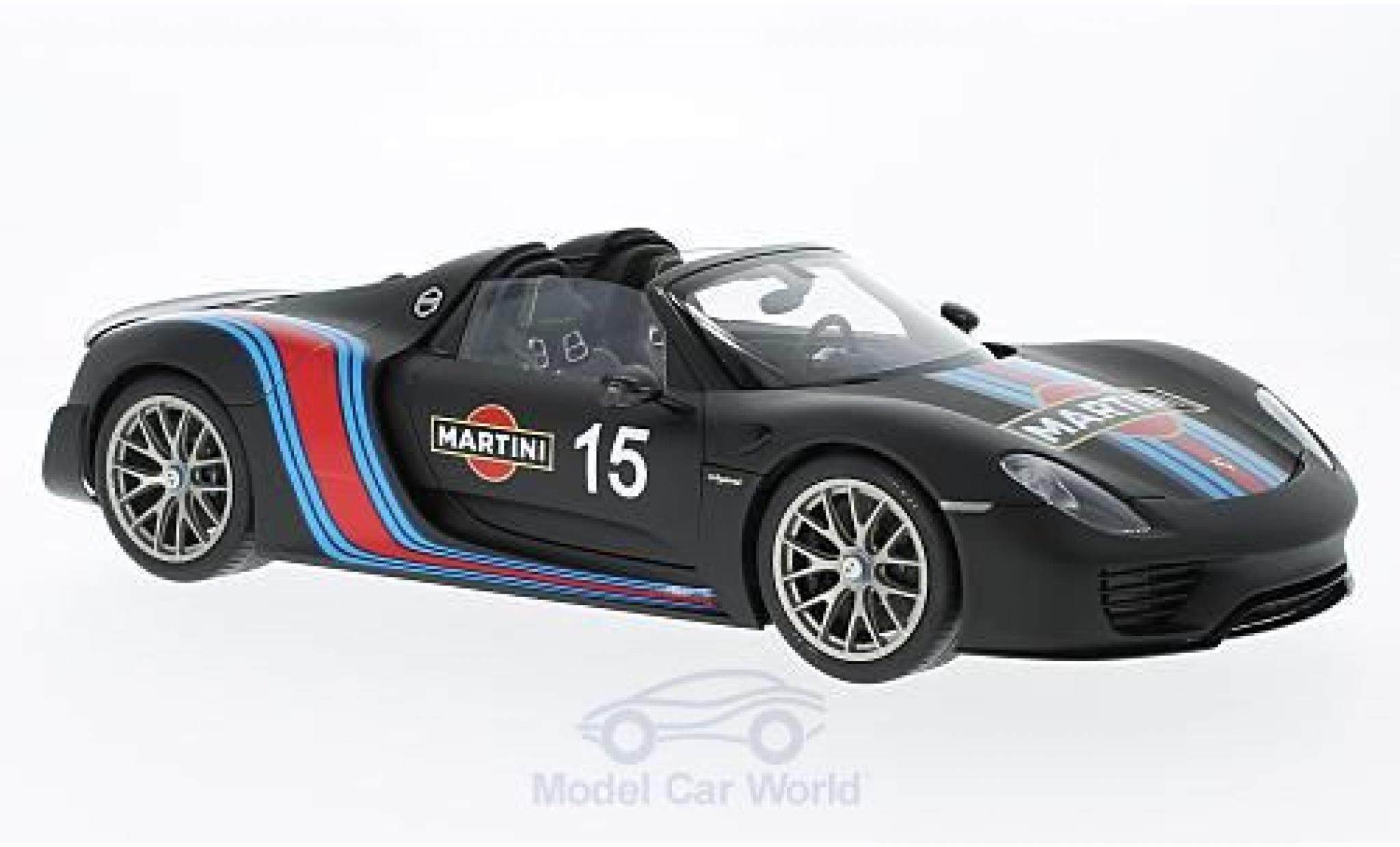 Porsche 918 2013 1/18 AUTOart Spyder nero Martini 2013 Weissach Package modellino in miniatura