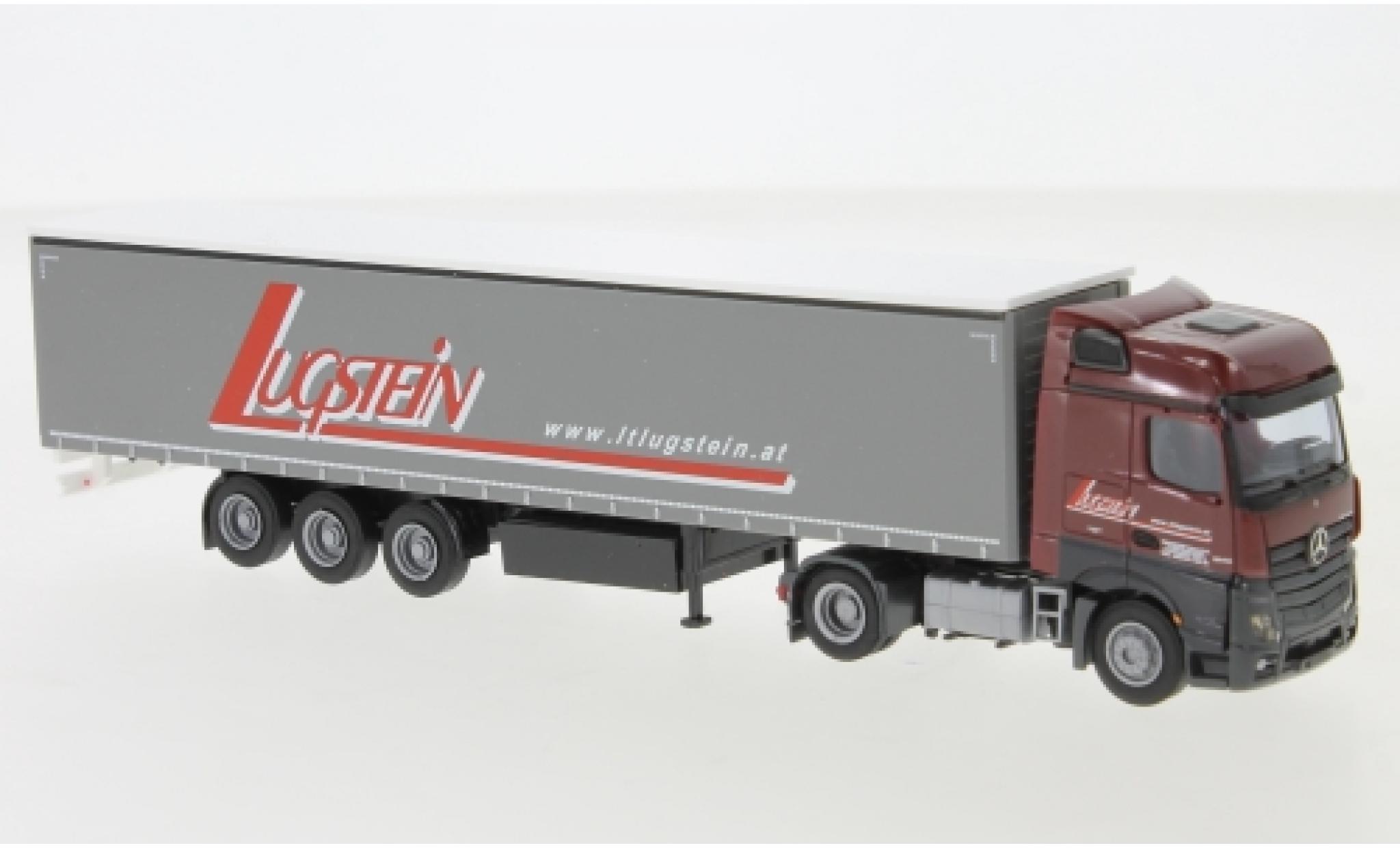 Mercedes Actros 1/87 AWM 2 Big./Aerop. Lugstein Gardinenplanensattelzug modellino in miniatura