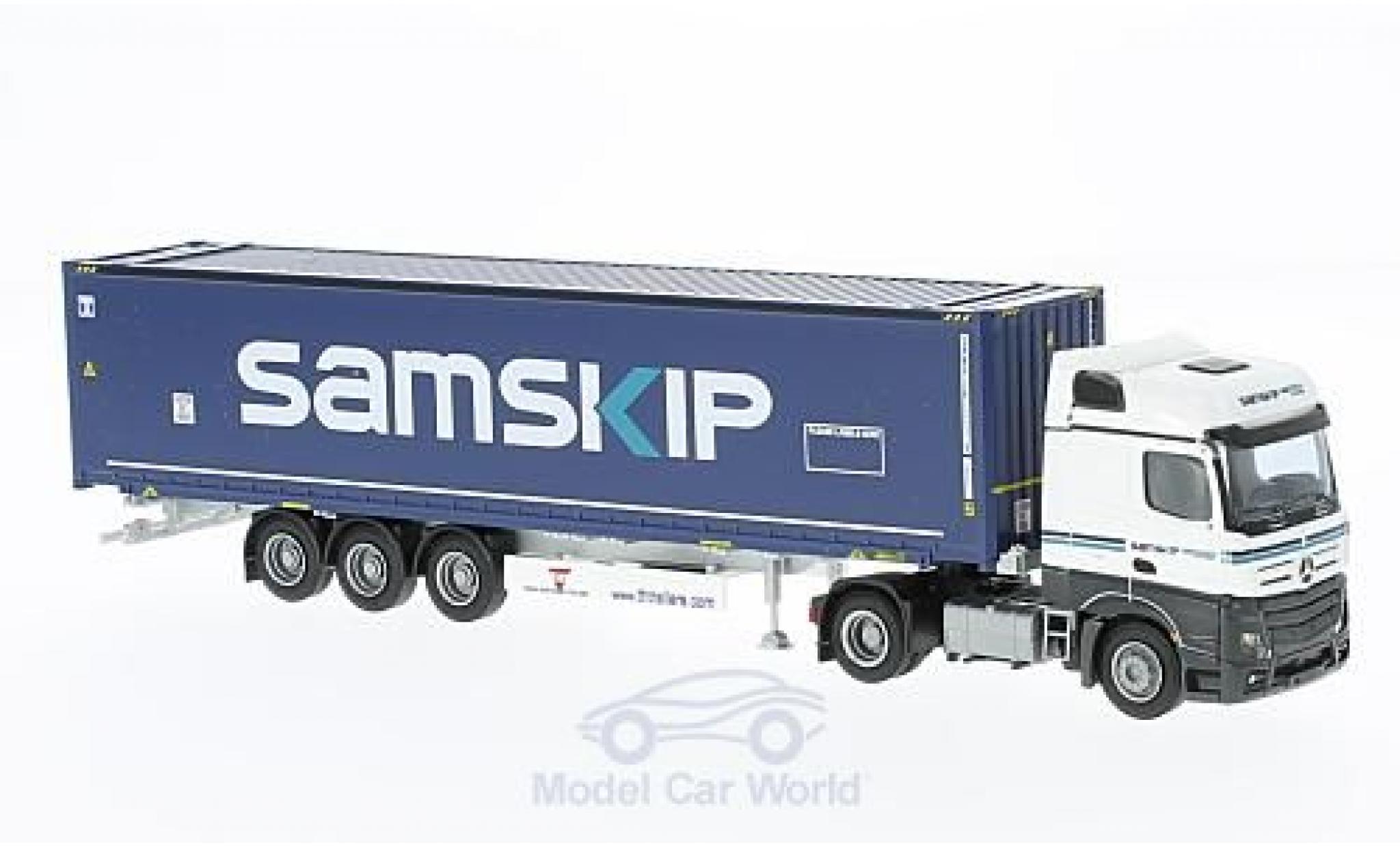 Mercedes Actros 1/87 AWM 2 Big. Aerop. Samskip 45 OS Cont.-SZ modellino in miniatura