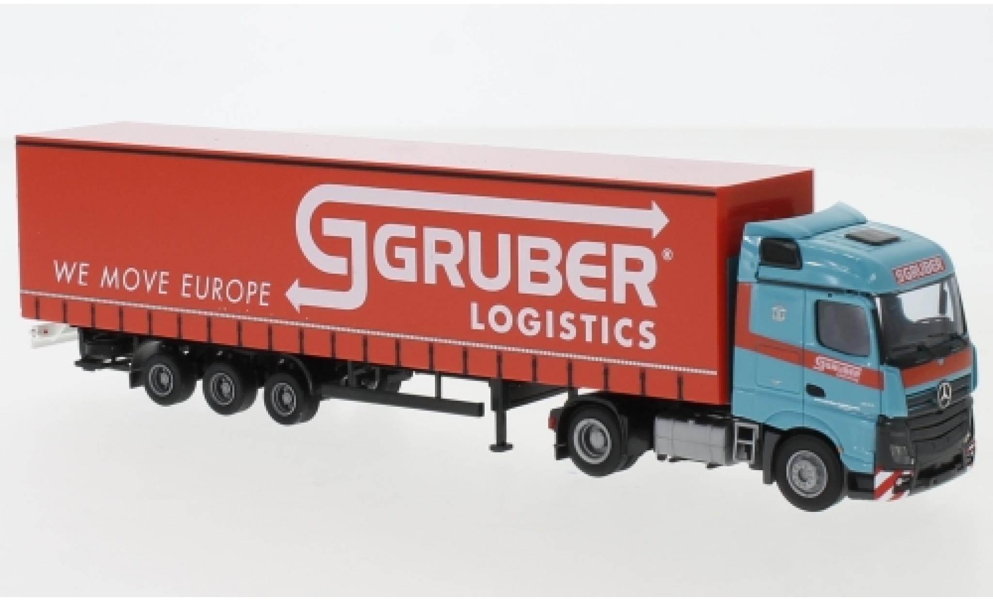Mercedes Actros 1/87 AWM 5 StreamSpace/Aerop. Gruber Logistics camion avec bache modellino in miniatura