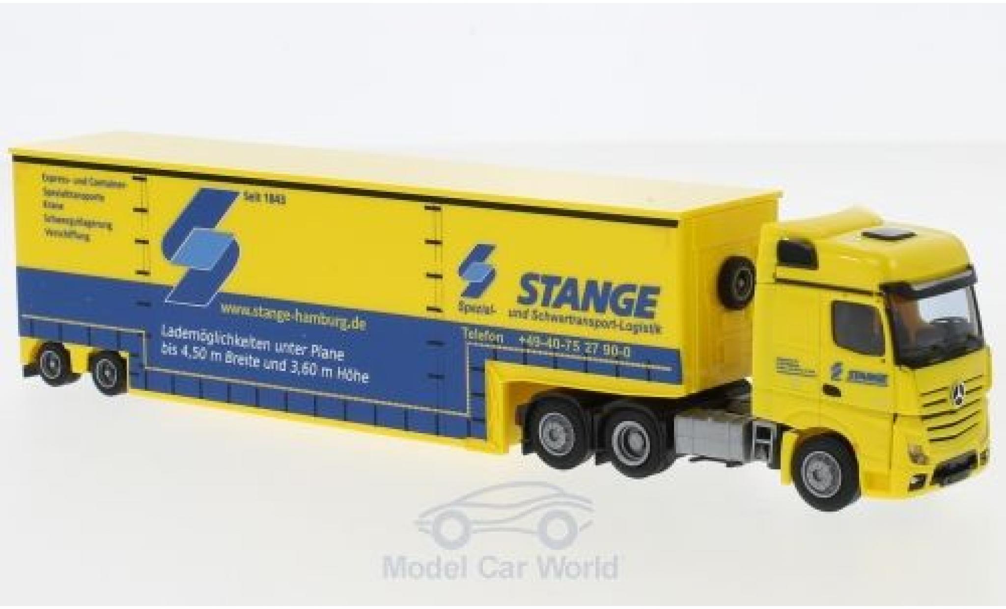 Mercedes Actros 1/87 AWM 2 Big./Aerop. Stange Tiefbett-SZ modellino in miniatura