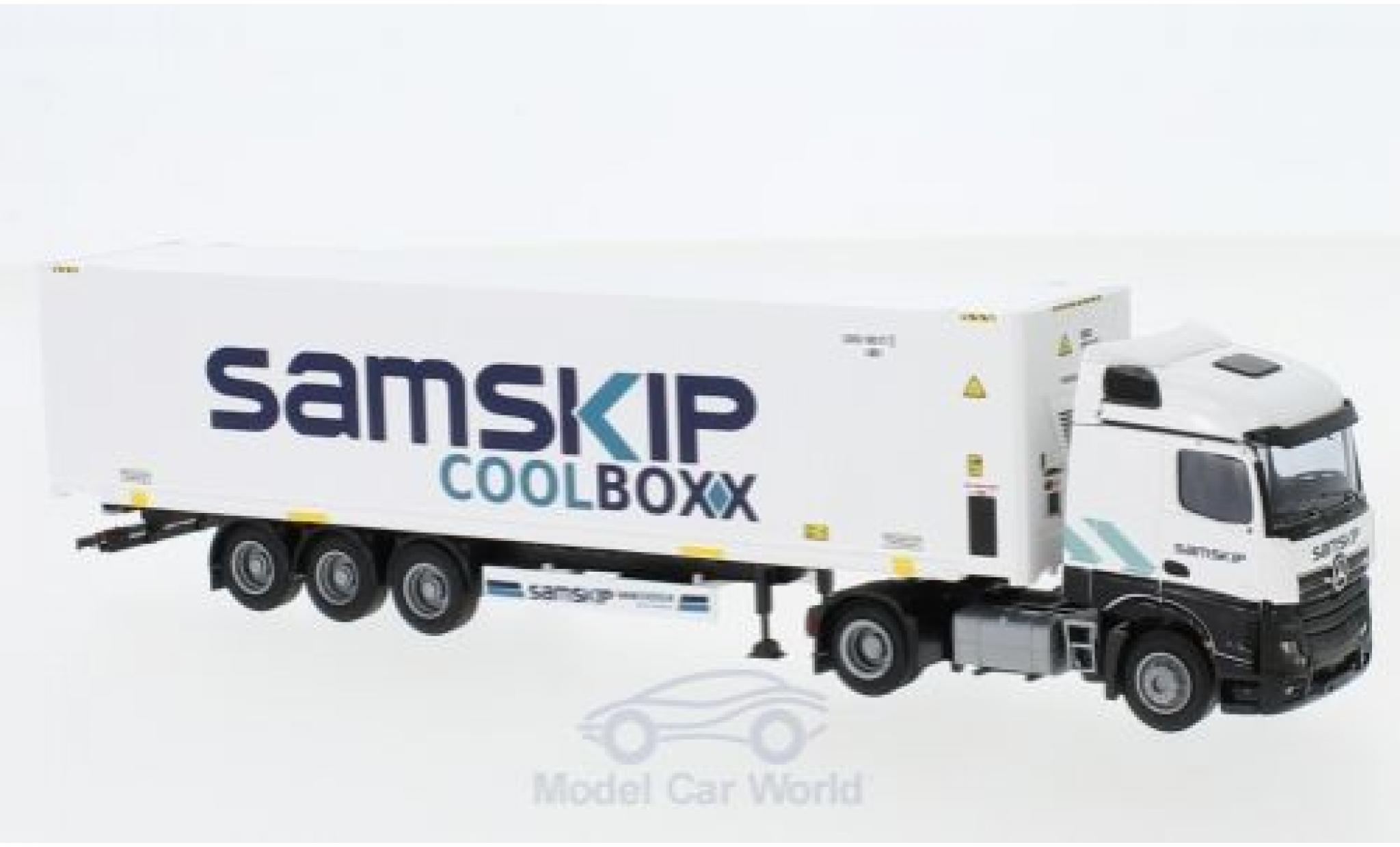 Mercedes Actros 1/87 AWM 2 Stream. / Aerop. Samskip 45 Kühl-Co.-SZ modellino in miniatura