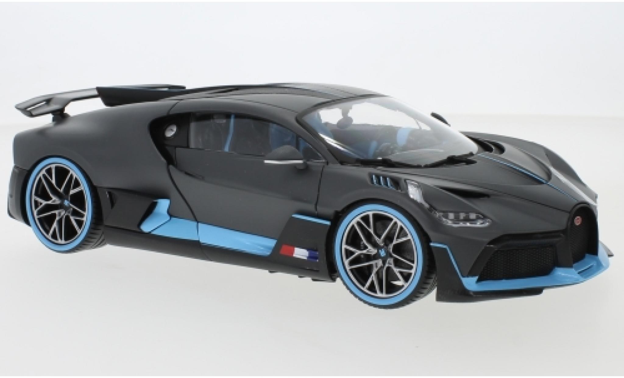Bugatti Divo 1/18 Burago grigio mat/blu clair 2018 modellino in miniatura