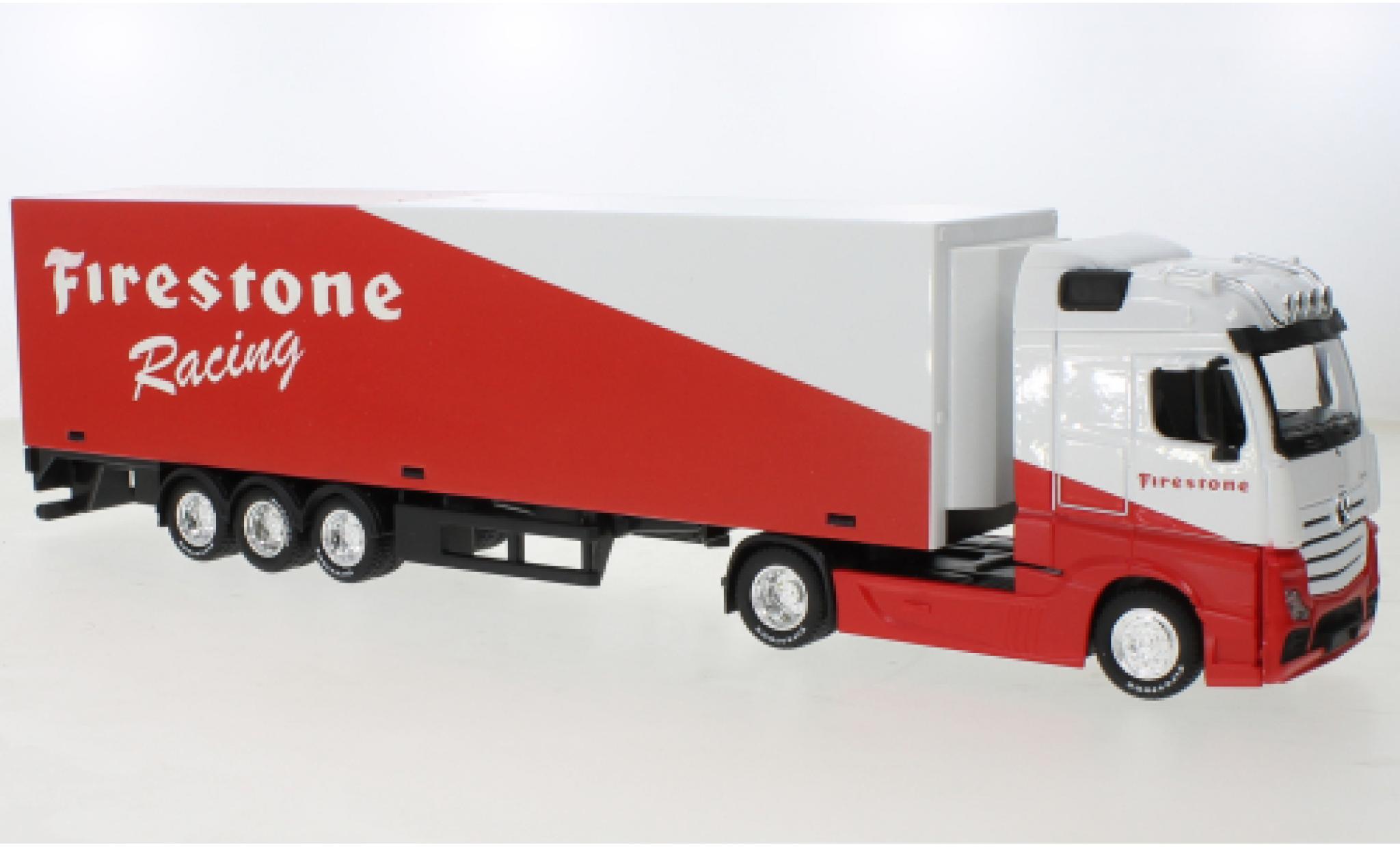 Mercedes Actros 1/43 Burago Gigaspace rosso/bianco Firestone Racing modellino in miniatura
