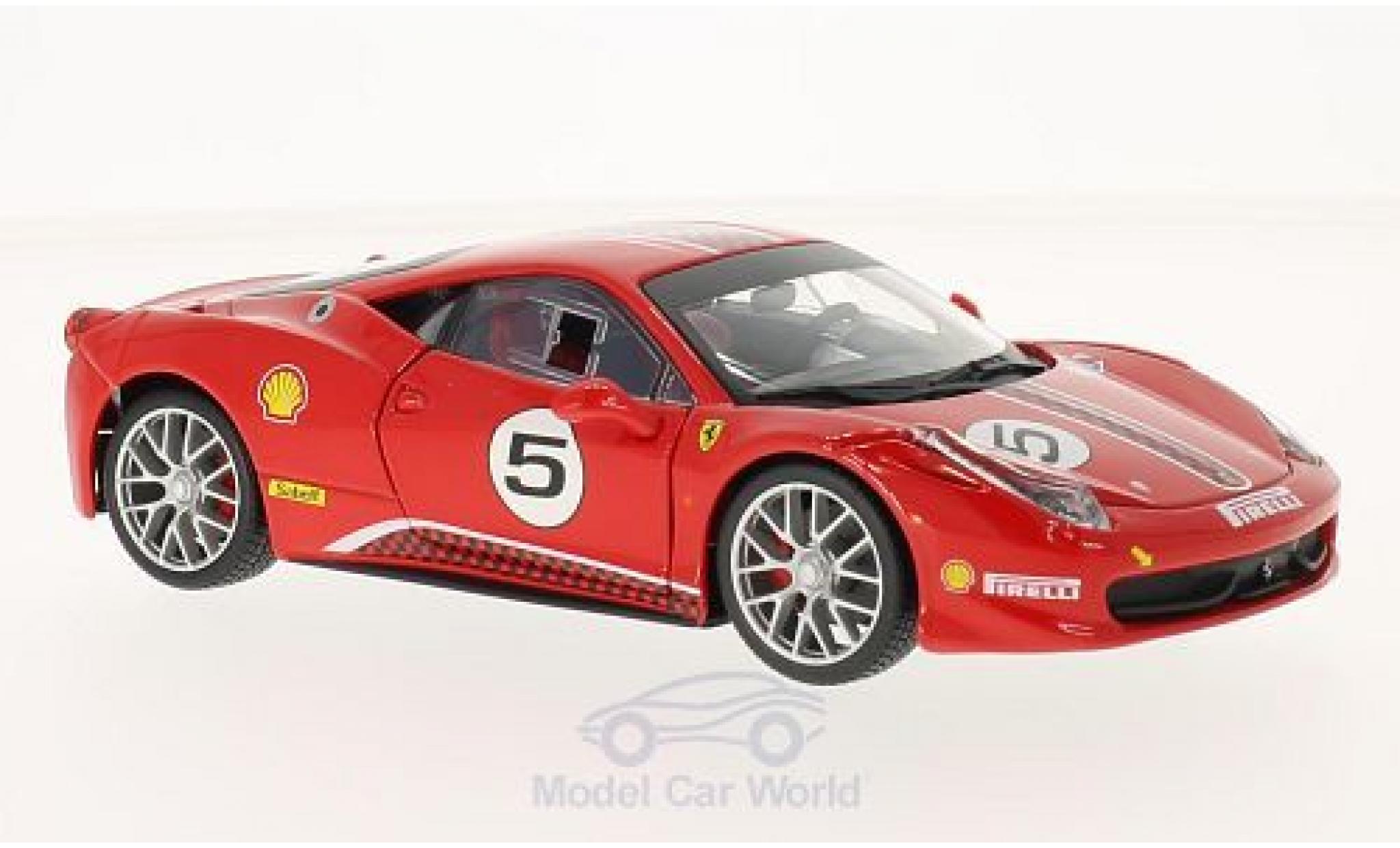 Ferrari 458 Challenge 1/24 Burago Challenge rosso No.5 modellino in miniatura