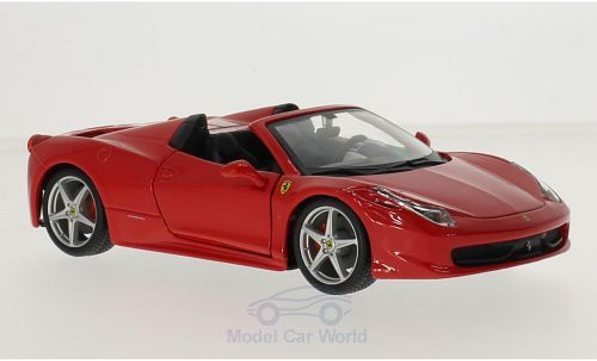 Ferrari 458 1/24 Burago Spider rosso modellino in miniatura