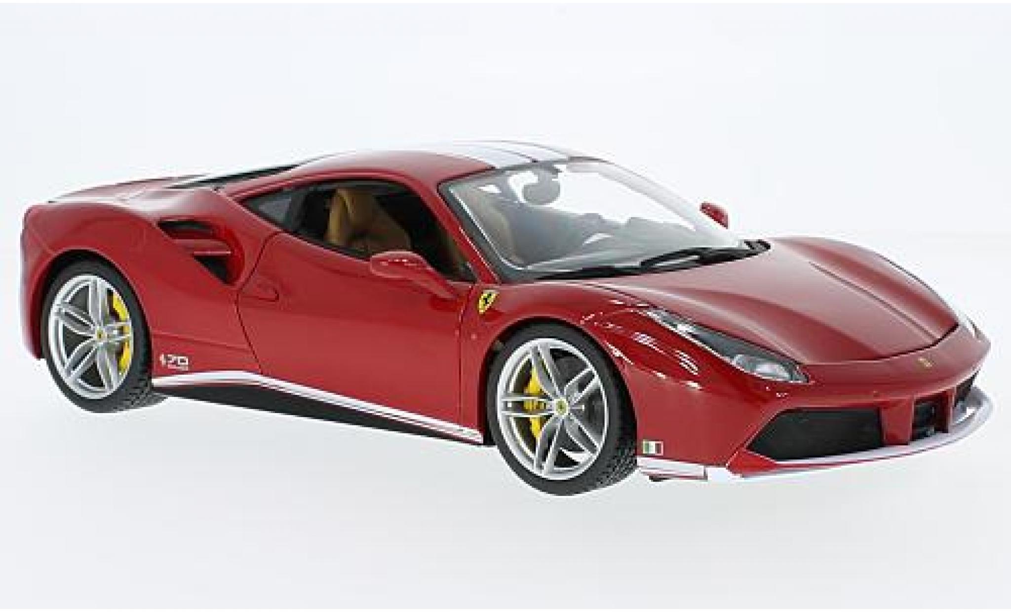 Ferrari 488 1/18 Burago GTB rosso/bianco The Schumacher 70 années modellino in miniatura