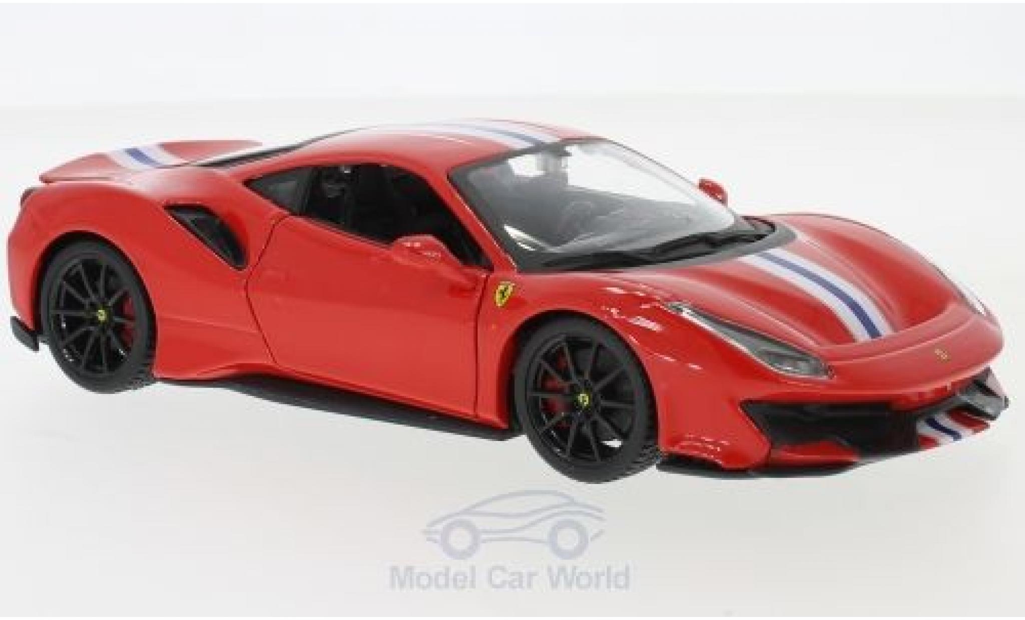 Ferrari 488 1/24 Burago Pista rosso/bianco 2018 modellino in miniatura