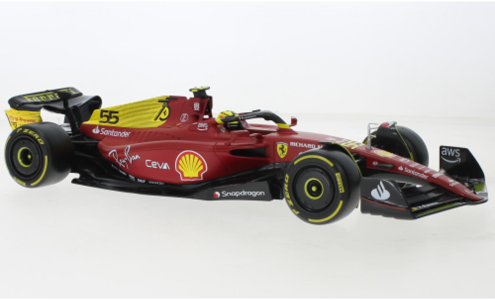 Ferrari F1 1/18 Burago Bburago -75 No.55 Scuderia Formel 1 GP Monza 2022 1:18 modellino in miniatura