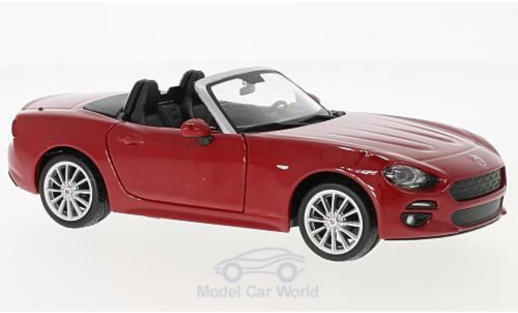 Fiat 124 1/24 Burago Spider rosso 2017 ohne Vitrine modellino in miniatura