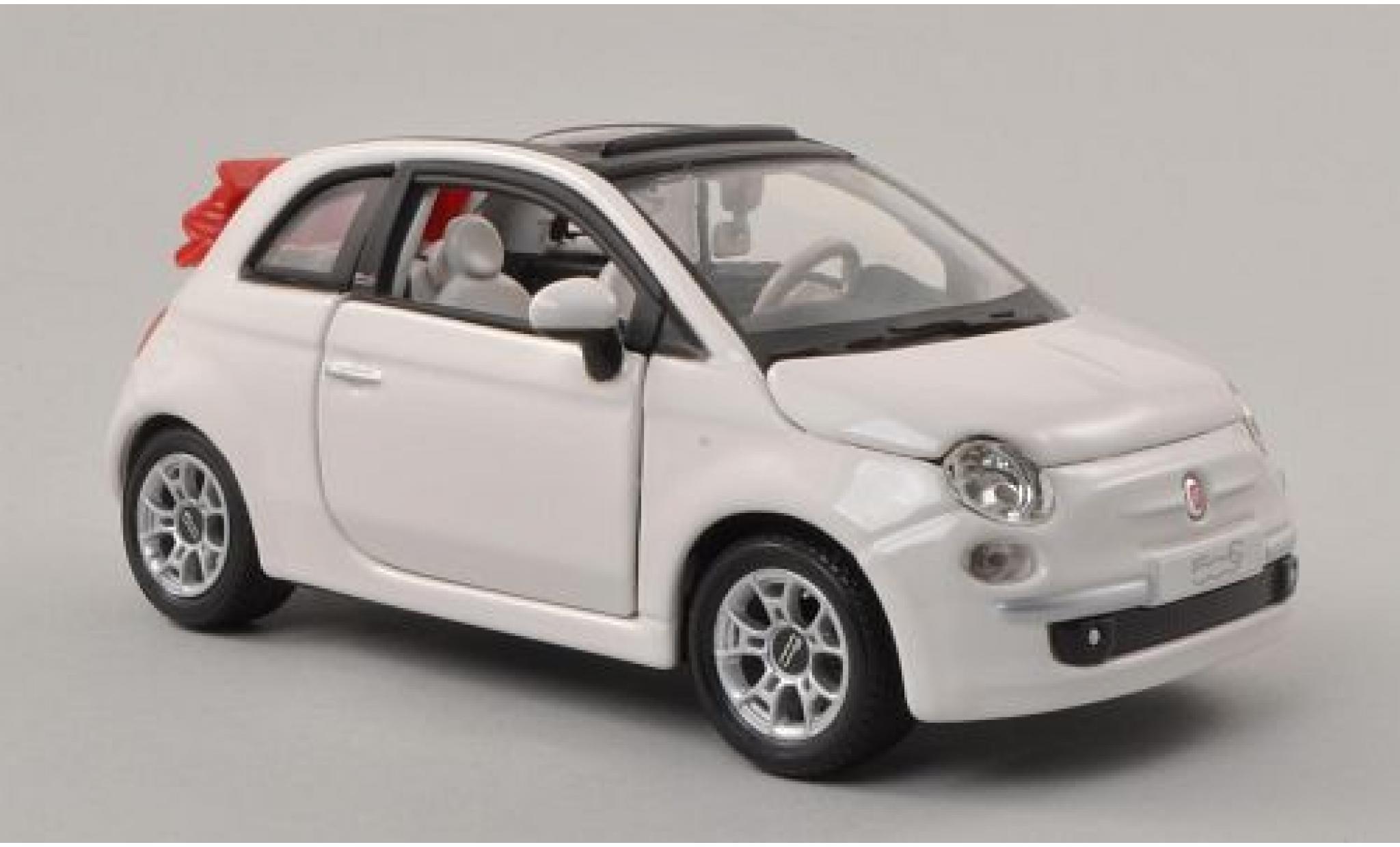 Fiat 500 1/24 Burago C Cabriolet bianco Verdeck ouvert modellino in miniatura