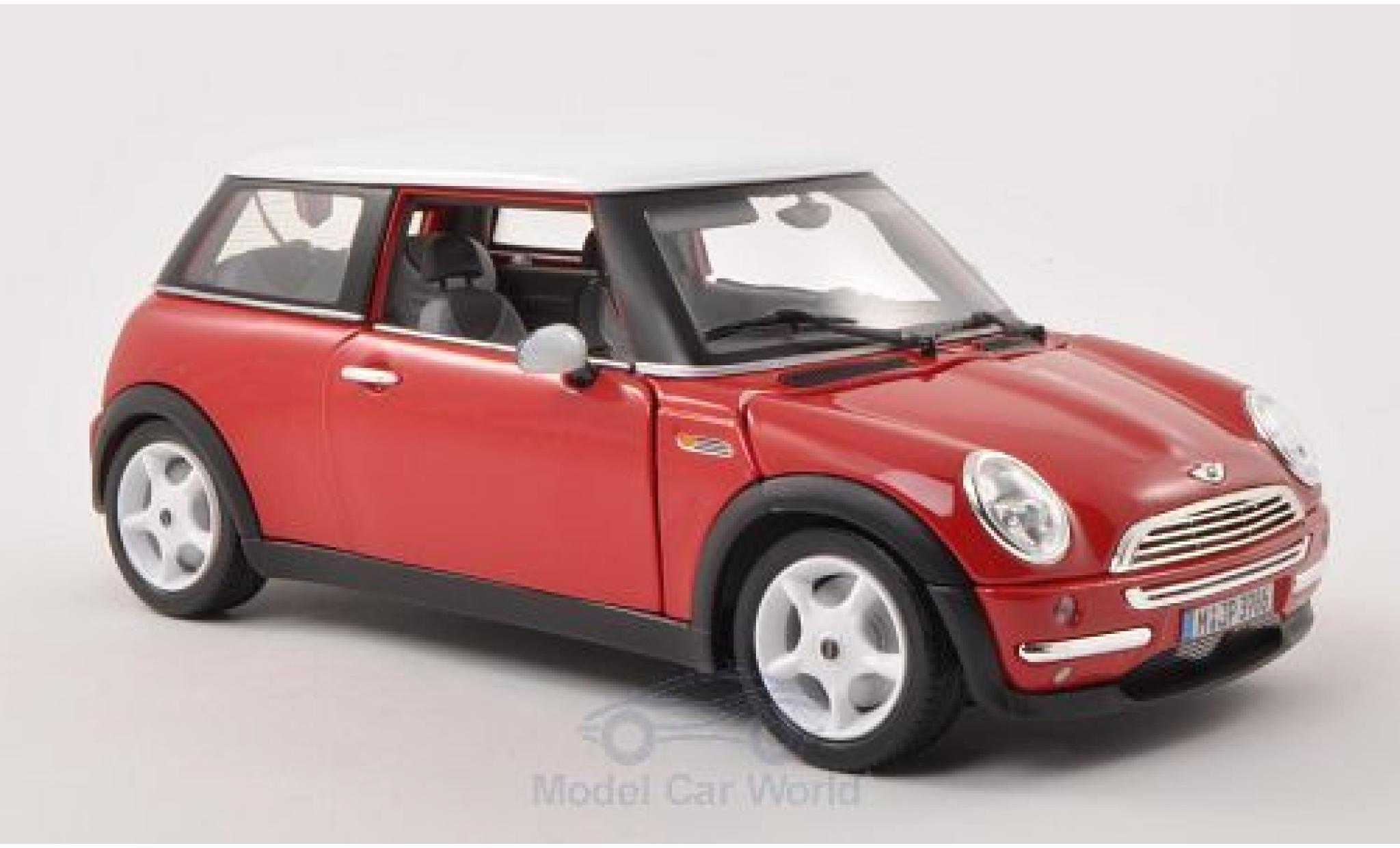 Mini Cooper S 1/18 Burago rosso/bianco 2001 modellino in miniatura