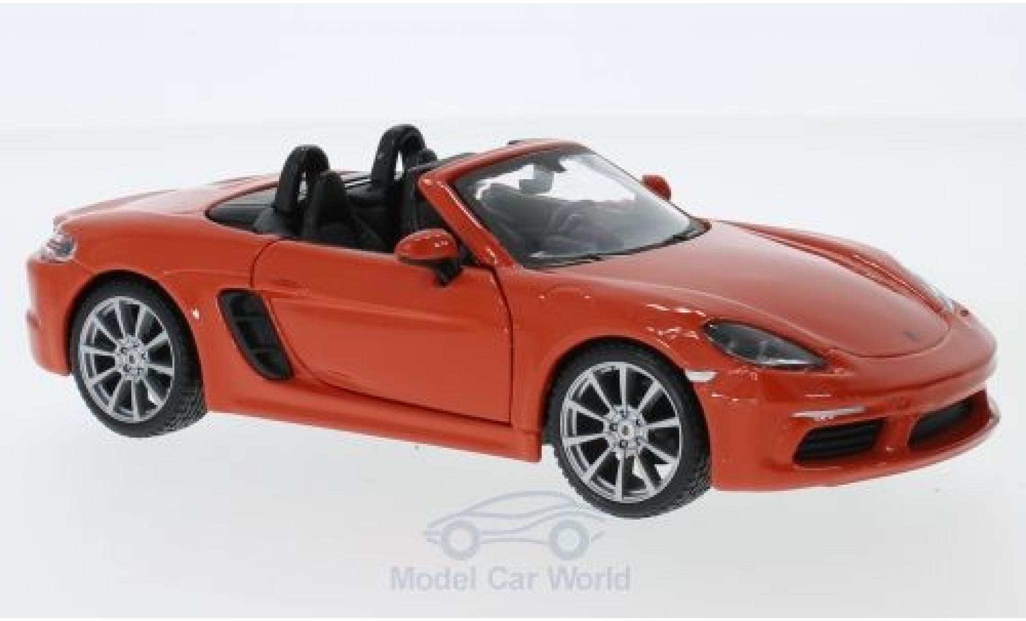 Porsche Boxster 1/24 Burago 718 orange modellino in miniatura