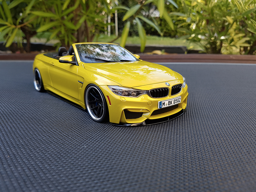 Bmw M4 F83 1/18 Paragon F83 cabriolet giallo M performance tuning modellino in miniatura
