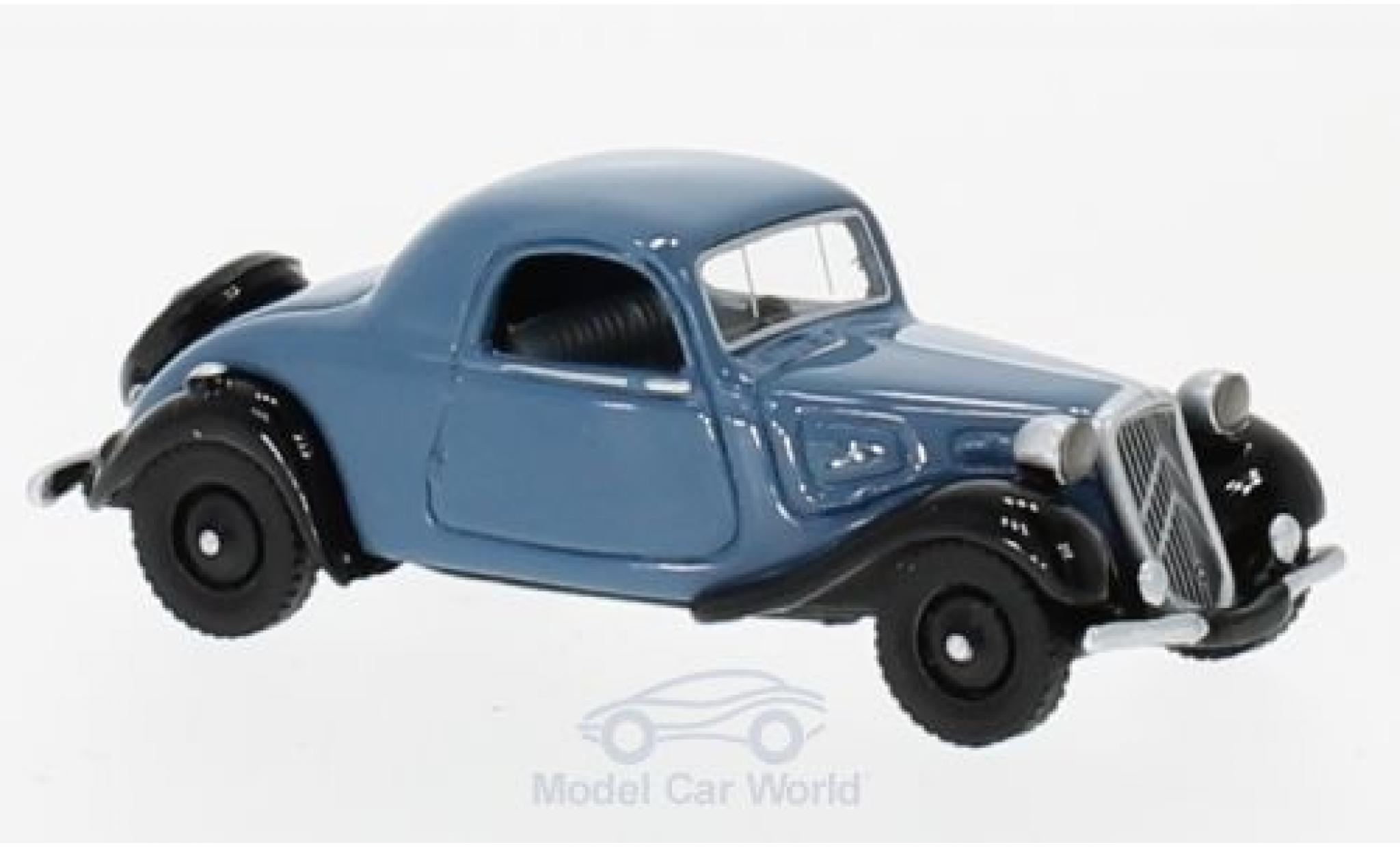 Citroen Traction 1/87 BoS Models Avant Faux Cabriolet blu/nero 1936 modellino in miniatura