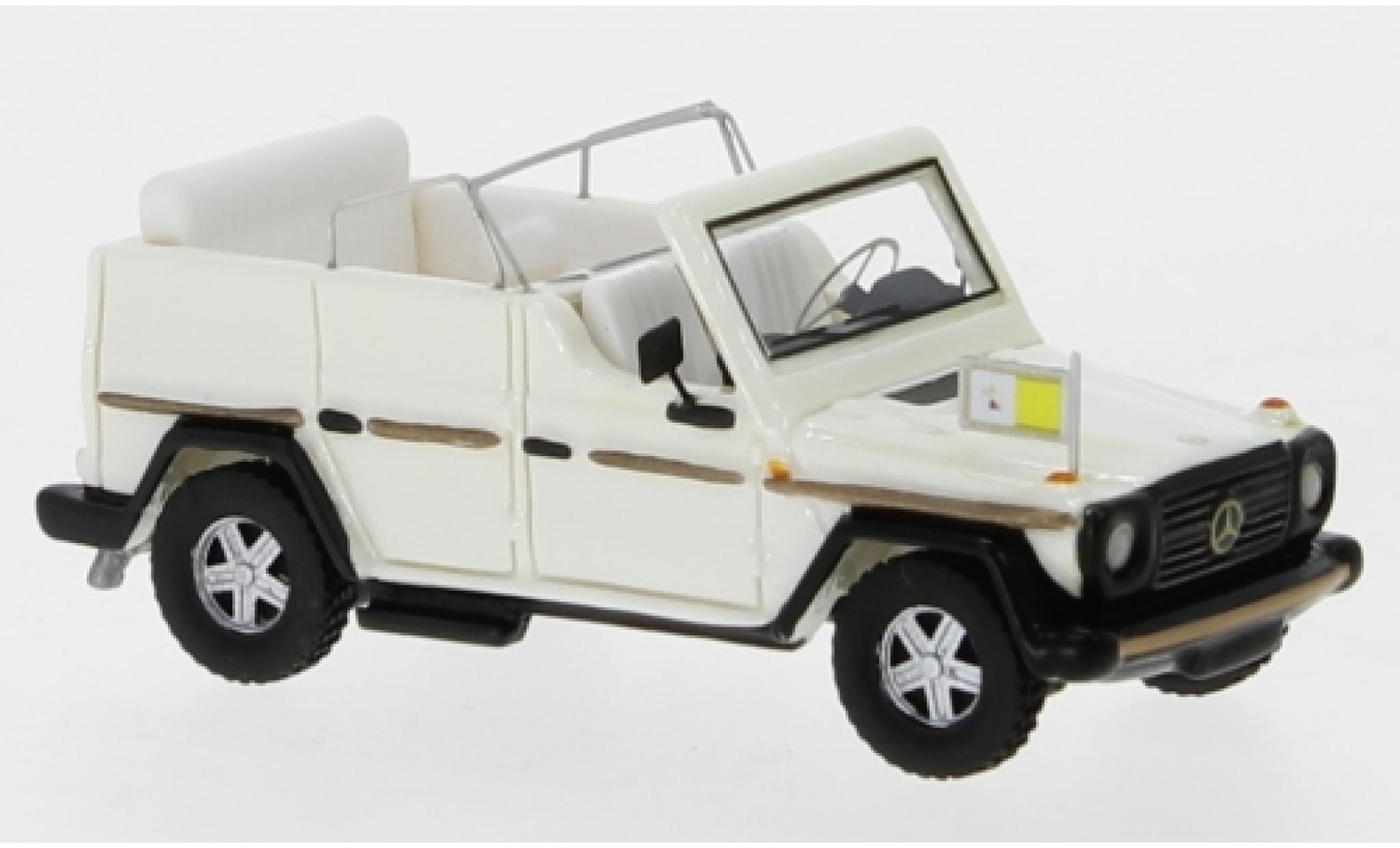 Mercedes 230 1/87 BoS Models G Papamobil metallico bianco 1980 modellino in miniatura