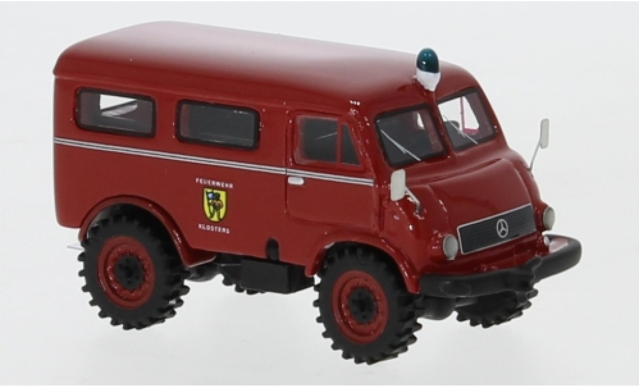 Mercedes Unimog 1/87 BoS Models 402 Feuerwehr 1956 pompiers Klosters modellino in miniatura