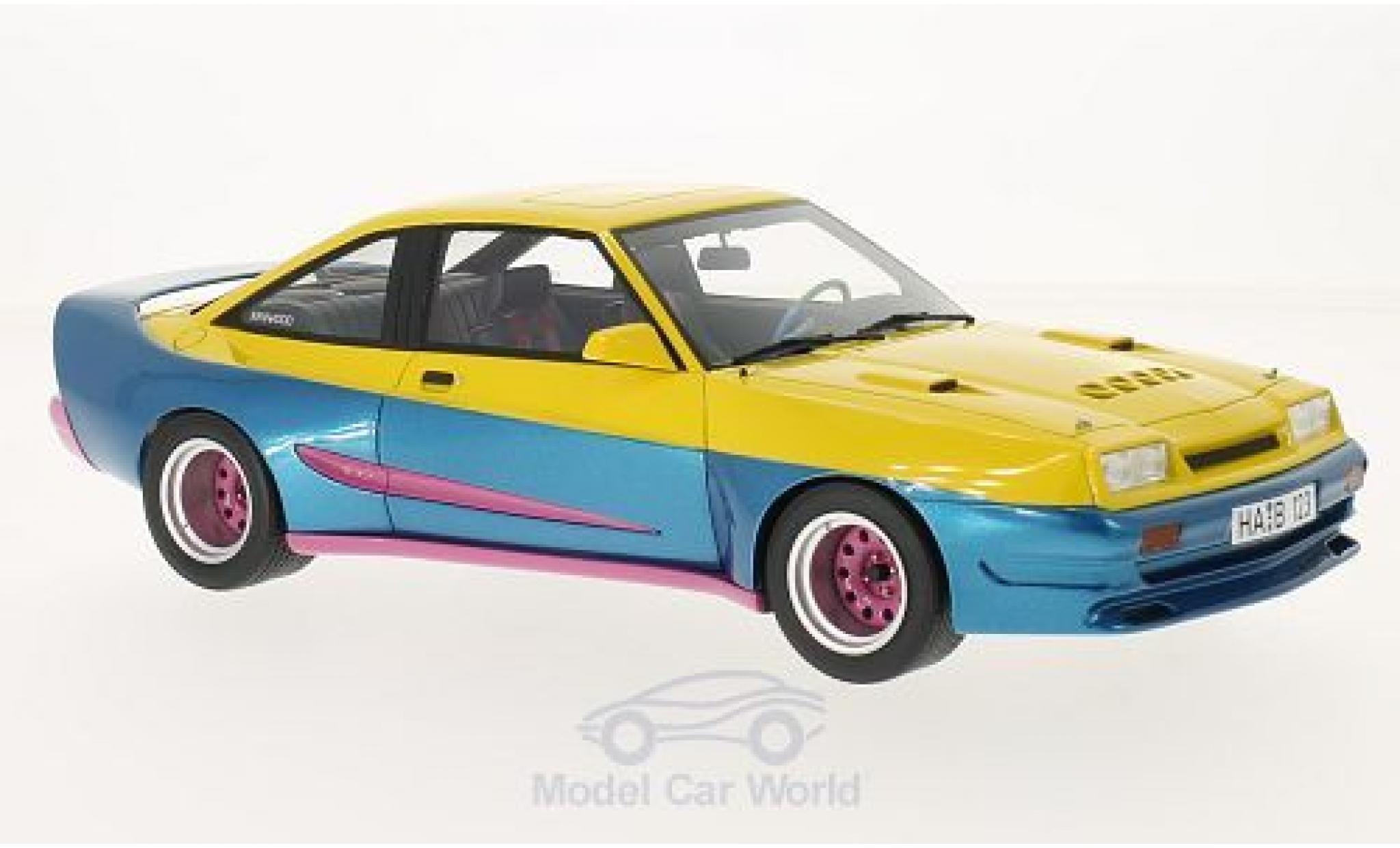 Opel Manta 1/18 BoS Models B Mattig giallo/metallico blu 1991 modellino in miniatura
