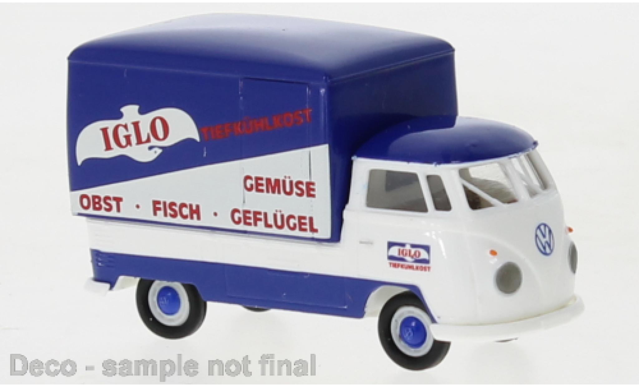 Volkswagen T1 1/87 Brekina b Großraum-wagon conteneur Iglo 1960 modellino in miniatura