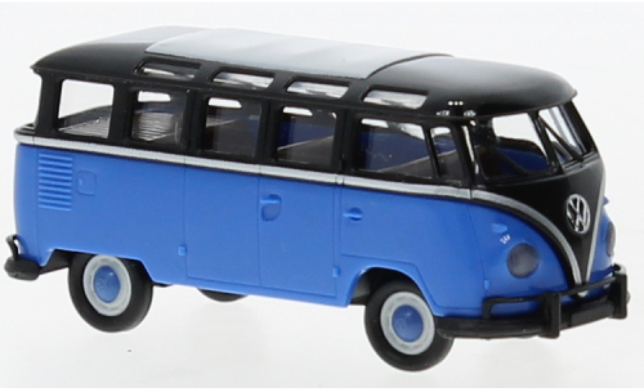 Volkswagen T1 1/87 Brekina b Samba nero/blu 1960 modellino in miniatura