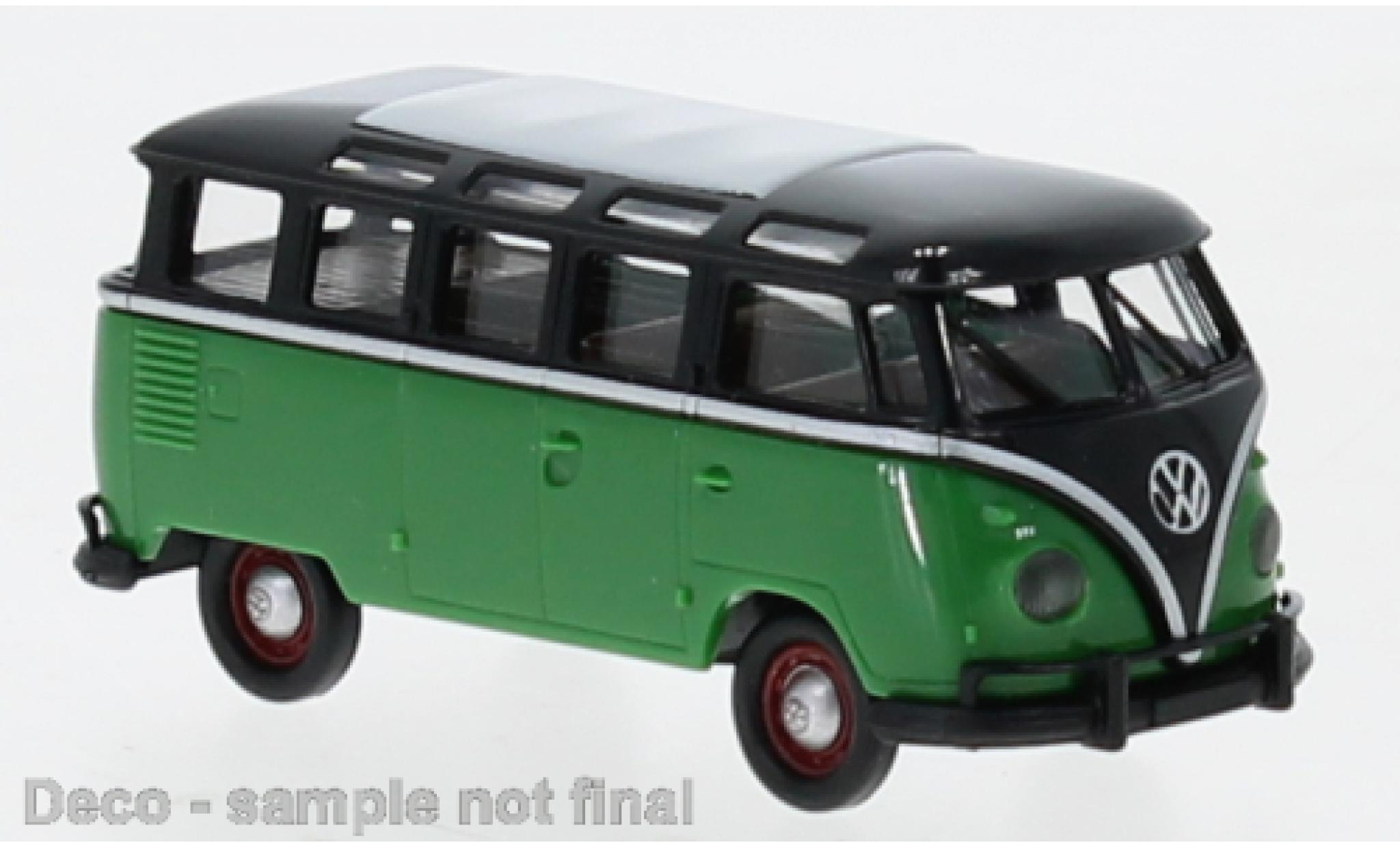 Volkswagen T1 1/87 Brekina b Samba nero/verde 1960 modellino in miniatura
