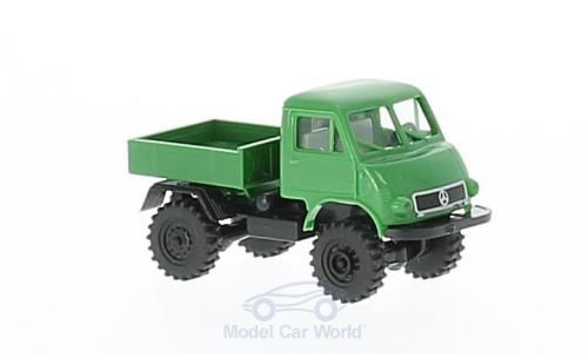 Mercedes Unimog 1/87 Brekina 402 verde/nero Pritsche modellino in miniatura