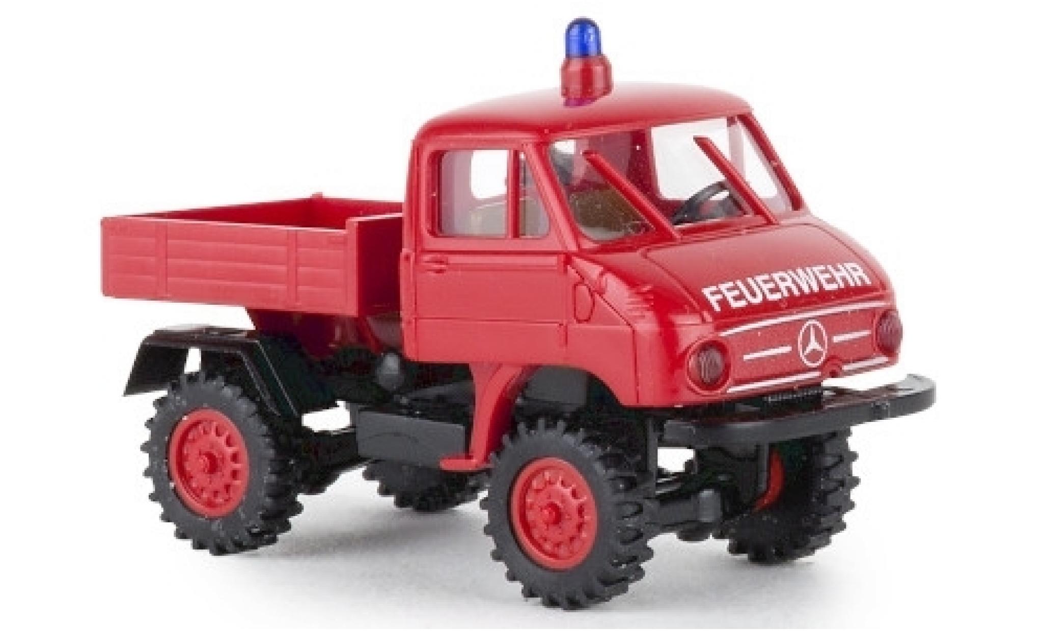 Mercedes Unimog 1/87 Brekina 411 Feuerwehr 1957 Pritsche modellino in miniatura