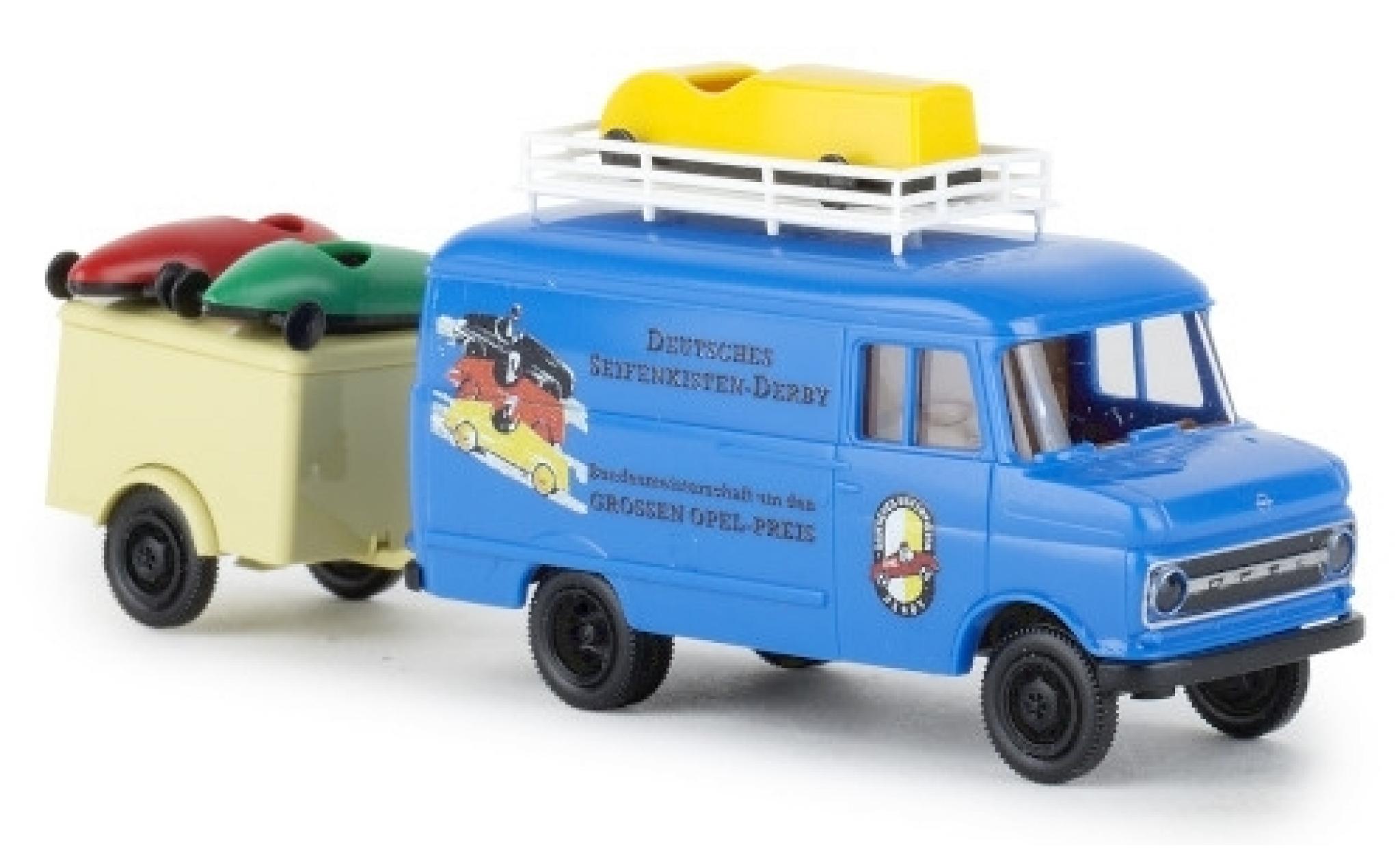 Opel Blitz 1/87 Brekina Kasten B Deutsches Seifenkisten Derby 1960 mit Anh. und Seifenkisten modellino in miniatura