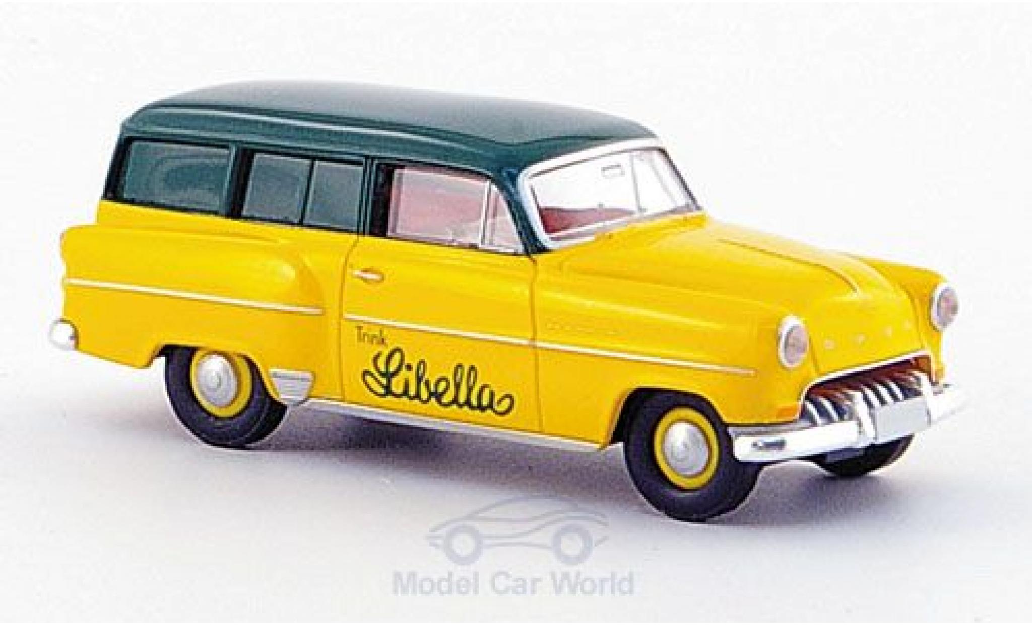 Opel Olympia 1/87 Brekina Caravan giallo/verde Libella modellino in miniatura