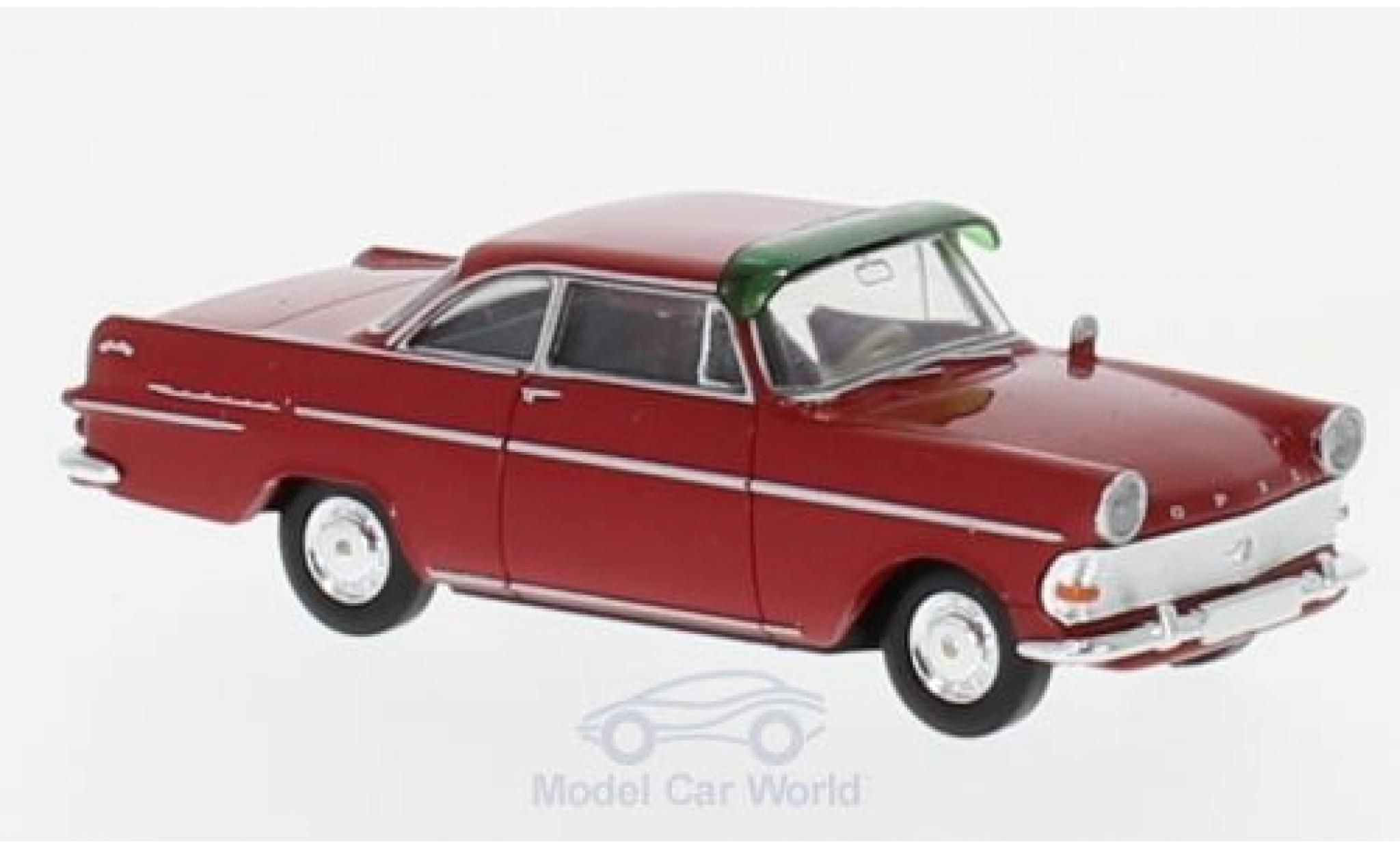 Opel Rekord 1/87 Brekina P2 Coupe rosso mit Sonnenblende modellino in miniatura