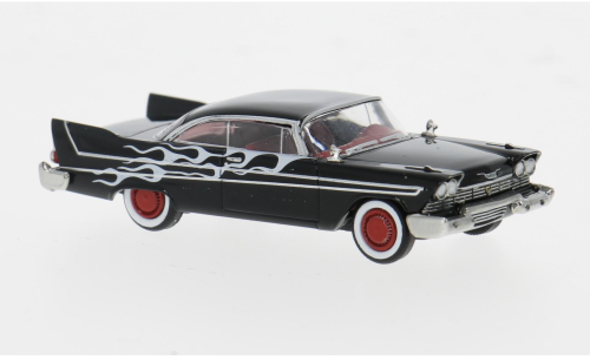 Plymouth Fury 1/87 Brekina schwarz Flames 1958 1:87 modellino in miniatura