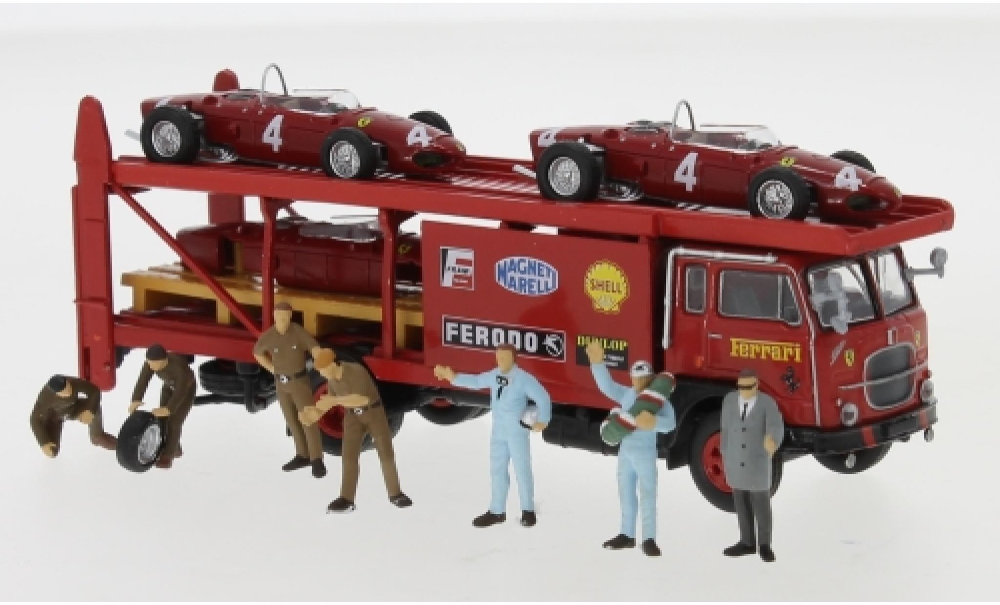 Fiat 642 1/87 Brekina Renntransporter-Set Ferrari 1962 avec 2 x F 156 Ersatzkarosse et 7 exkl. figurines modellino in miniatura