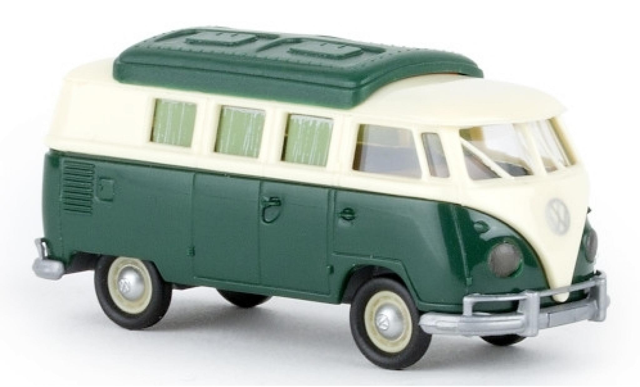 Volkswagen T1 1/87 Brekina b Camper beige/verde 1960 avec Dormobildach modellino in miniatura