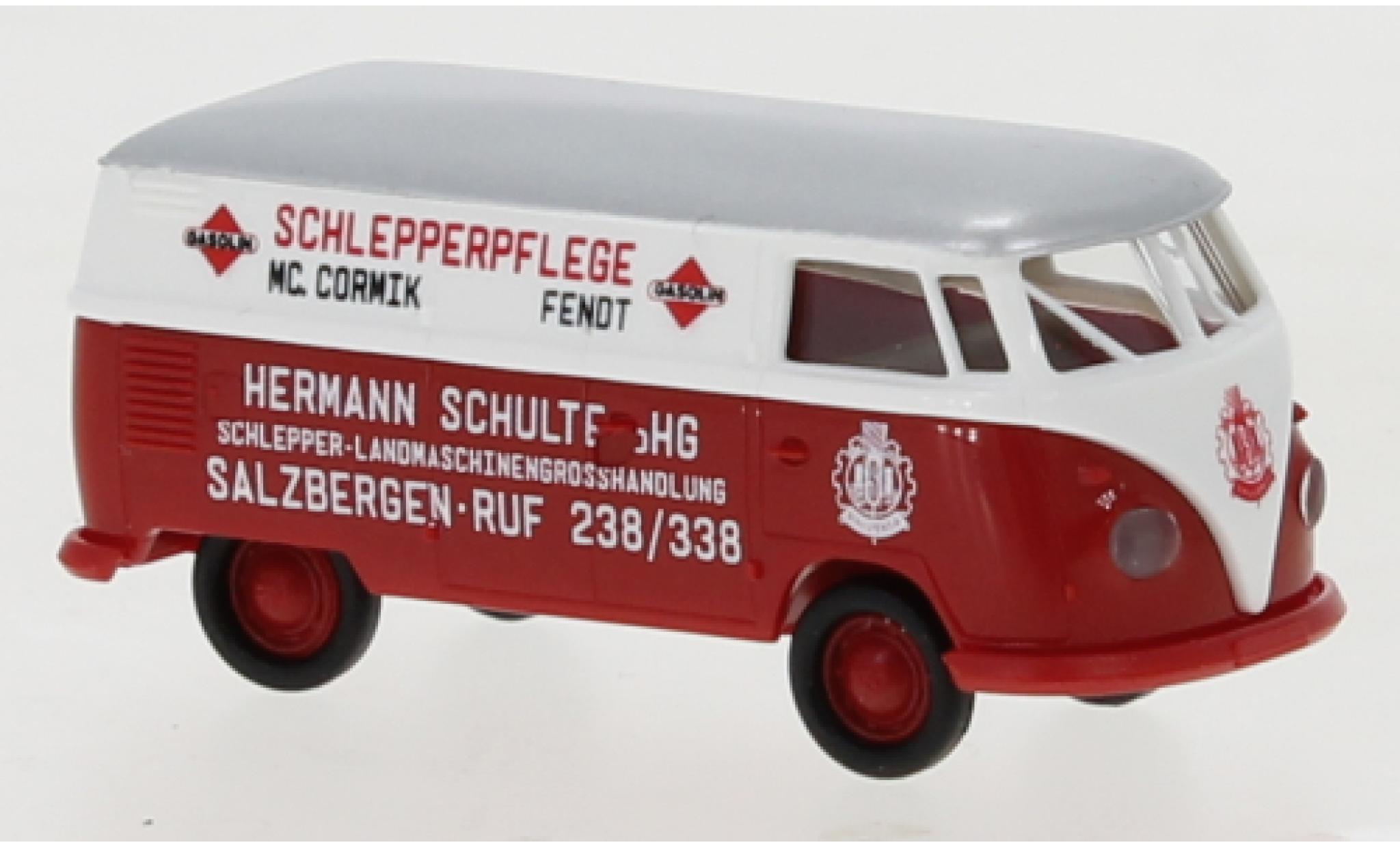 Volkswagen T1 1/87 Brekina b Kasten Hermann Schulte Schlepperpflege 1960 modellino in miniatura