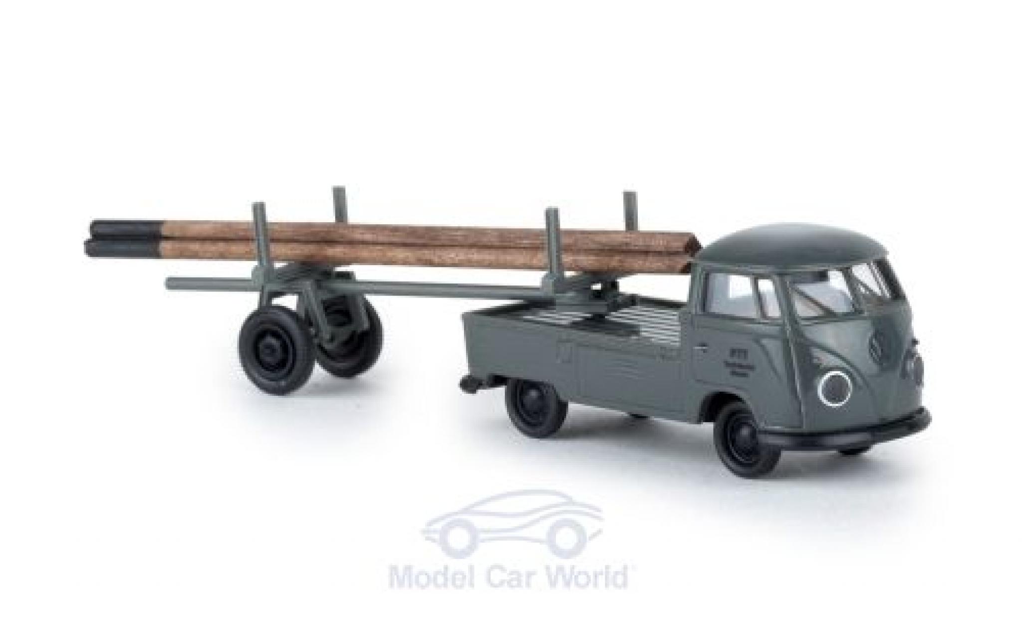 Volkswagen T1 B 1/87 Brekina b PTT mit beladenem Nachläufer modellino in miniatura
