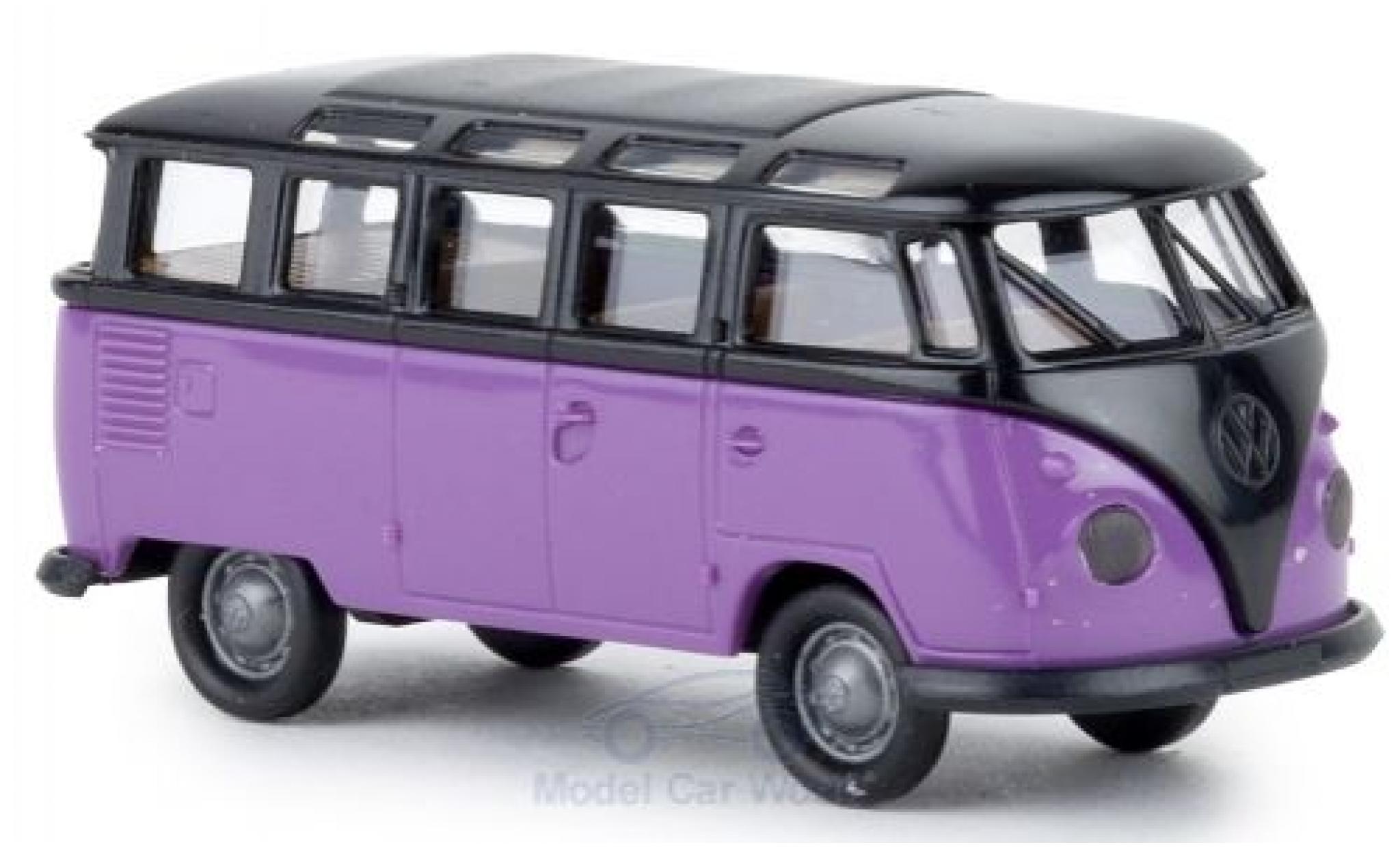 Volkswagen T1 1/87 Brekina b Samba nero/lila modellino in miniatura