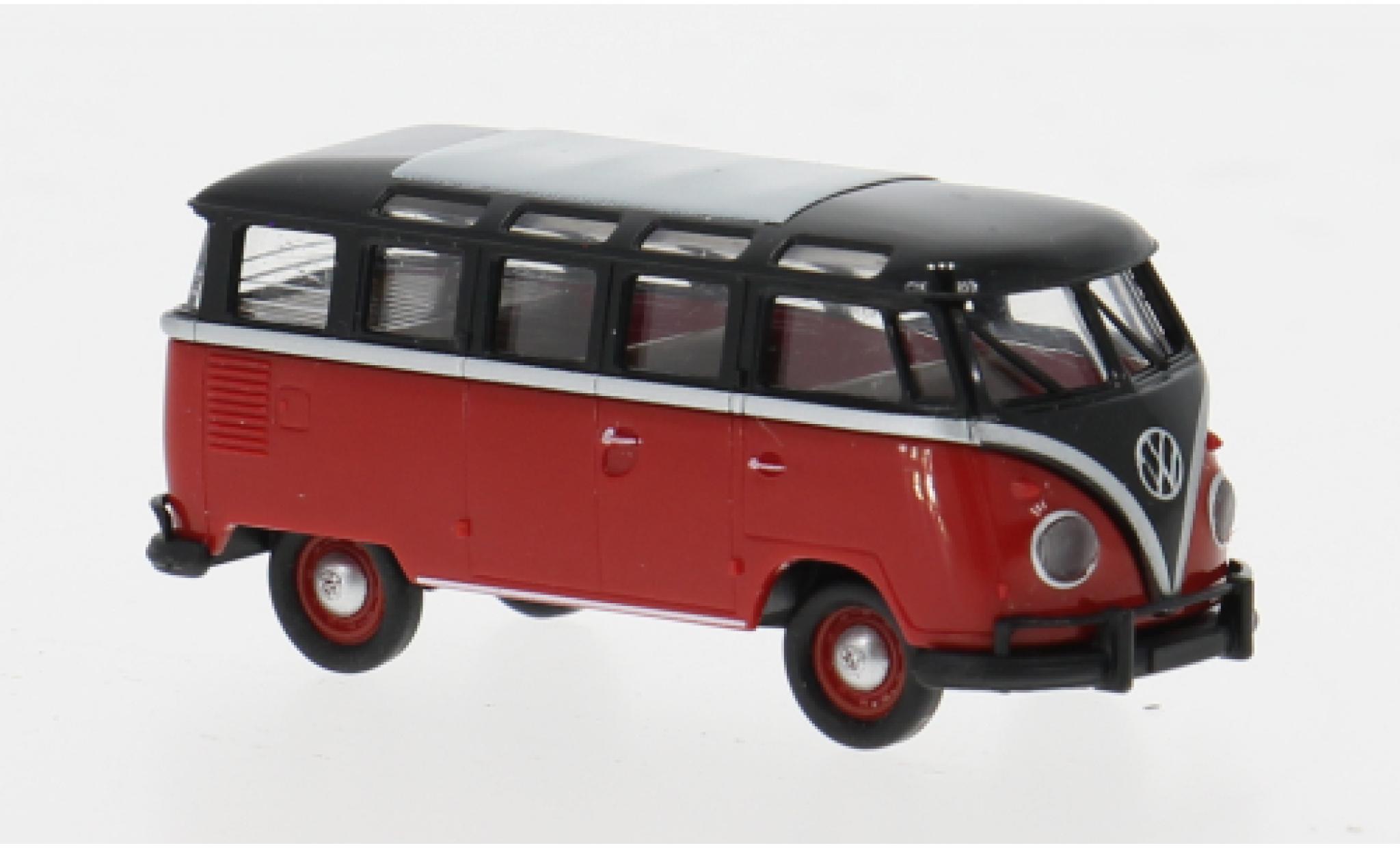Volkswagen T1 Brekina b Samba schwarz/rot 1960 1:87 modellino in miniatura
